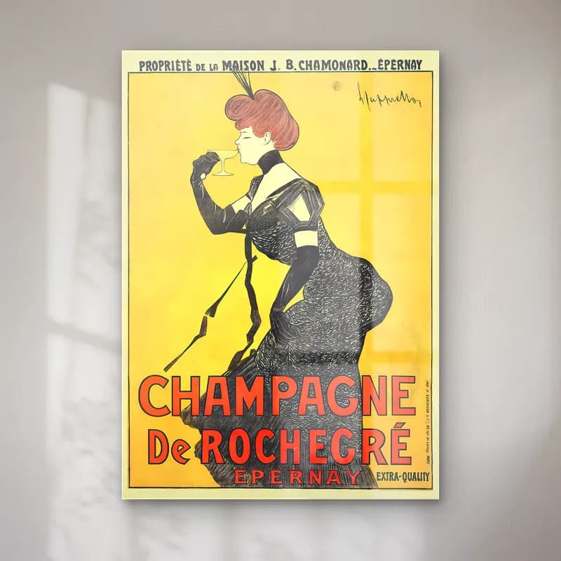 Vintage Poster Şampanya No. 6 cam tablo — Vintage Poster Şampanya No. 6 — vintage poster şampanya