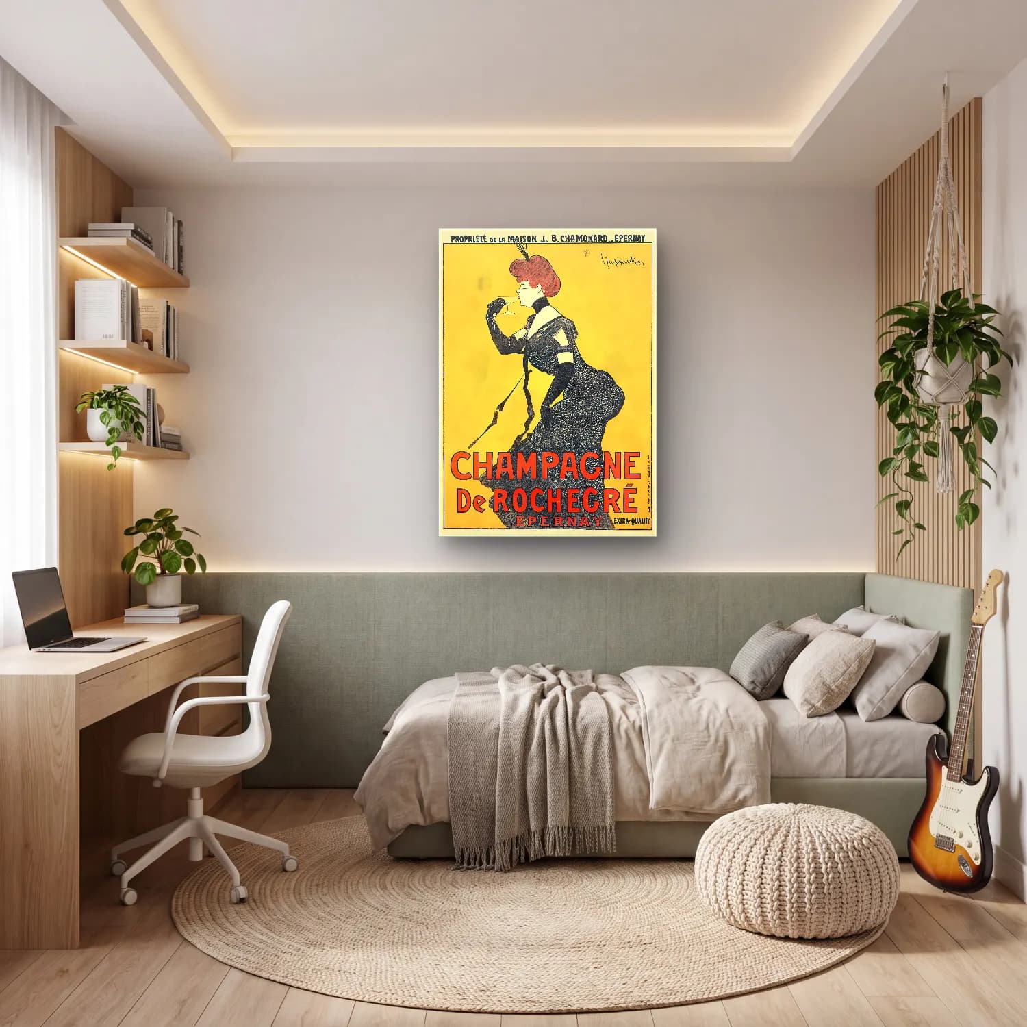 Vintage Poster Şampanya No. 6 cam tablo — genç odasında