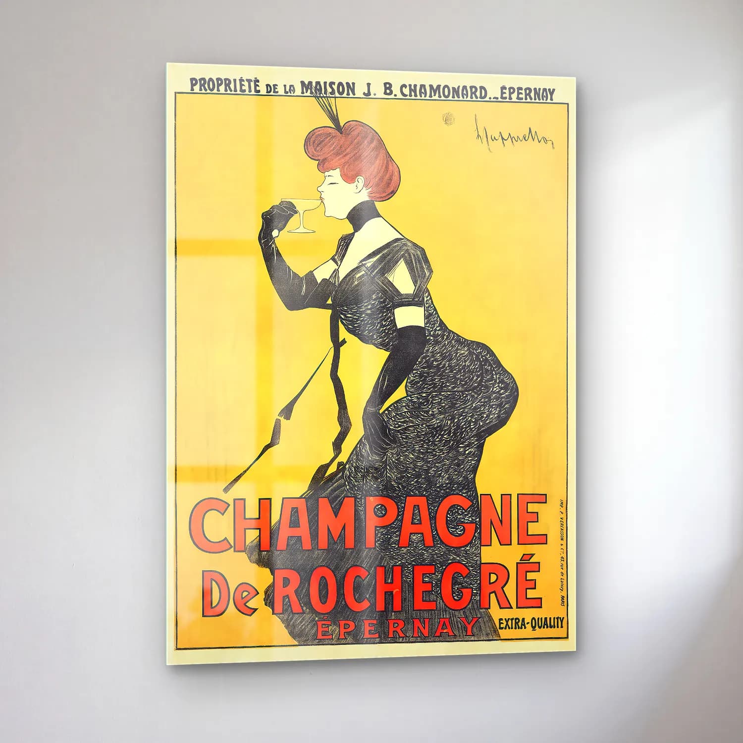 Vintage Poster Şampanya No. 6 cam tablo — sol açıdan görünüm