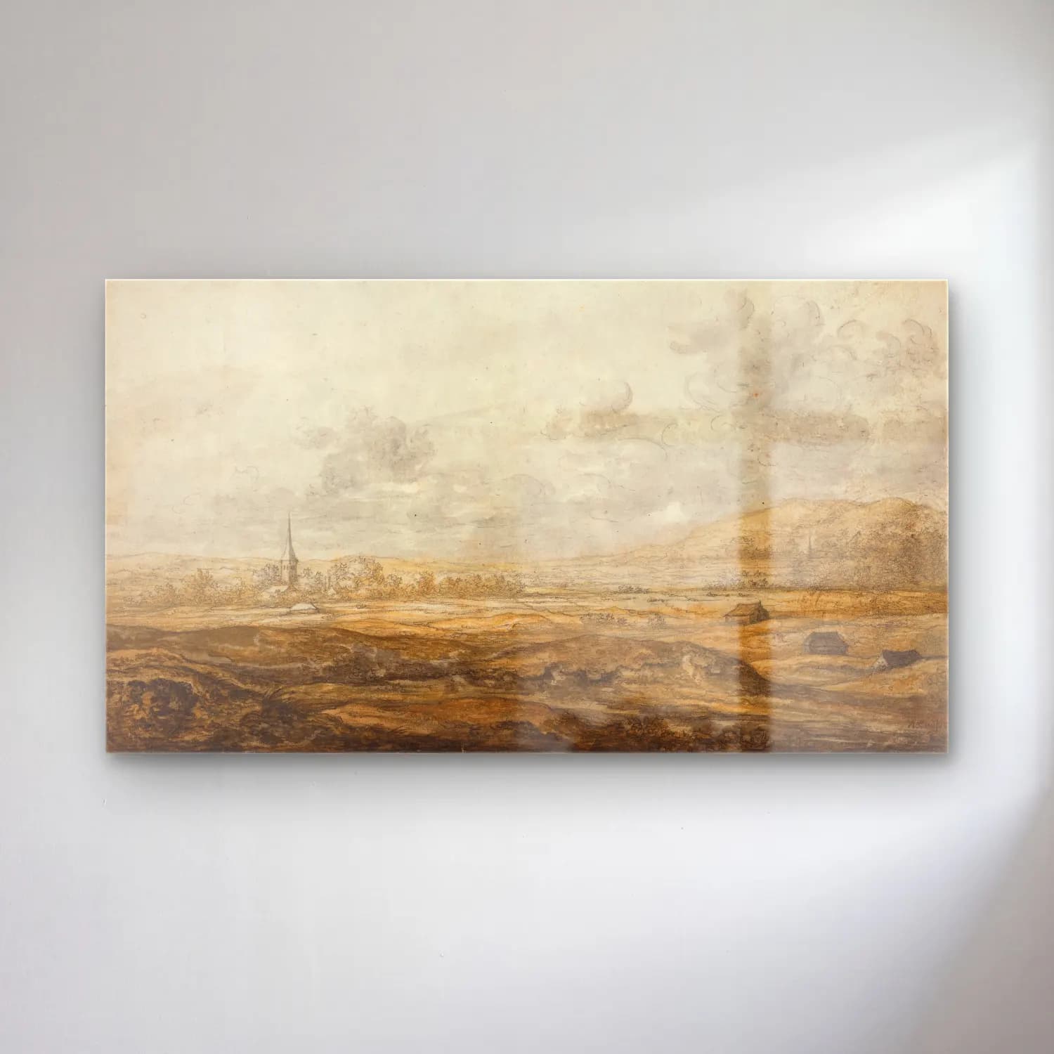 Aelbert Cuyp – Panoramic Landscape along the Rhine cam tablo — Aelbert Cuyp – Panoramic Landscape along the Rhine — suluboya kır evi