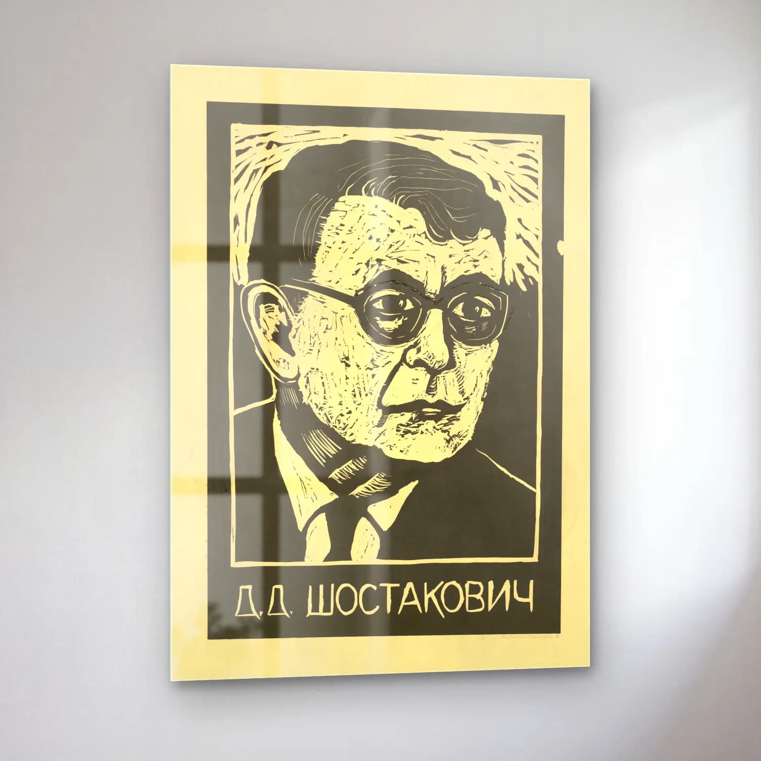 Vintage Poster Erkek Portresi No. 33 cam tablo — sol açıdan görünüm