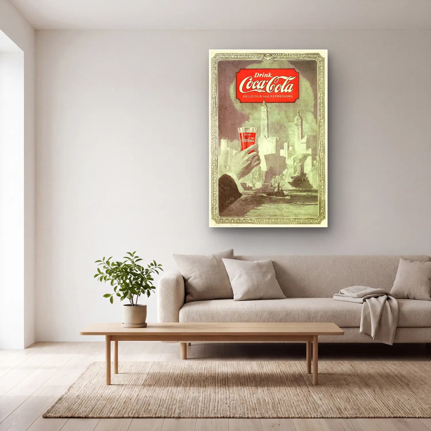 Vintage Poster Kokteyl – Kırmızı Tonlar cam tablo — açık renk salonda