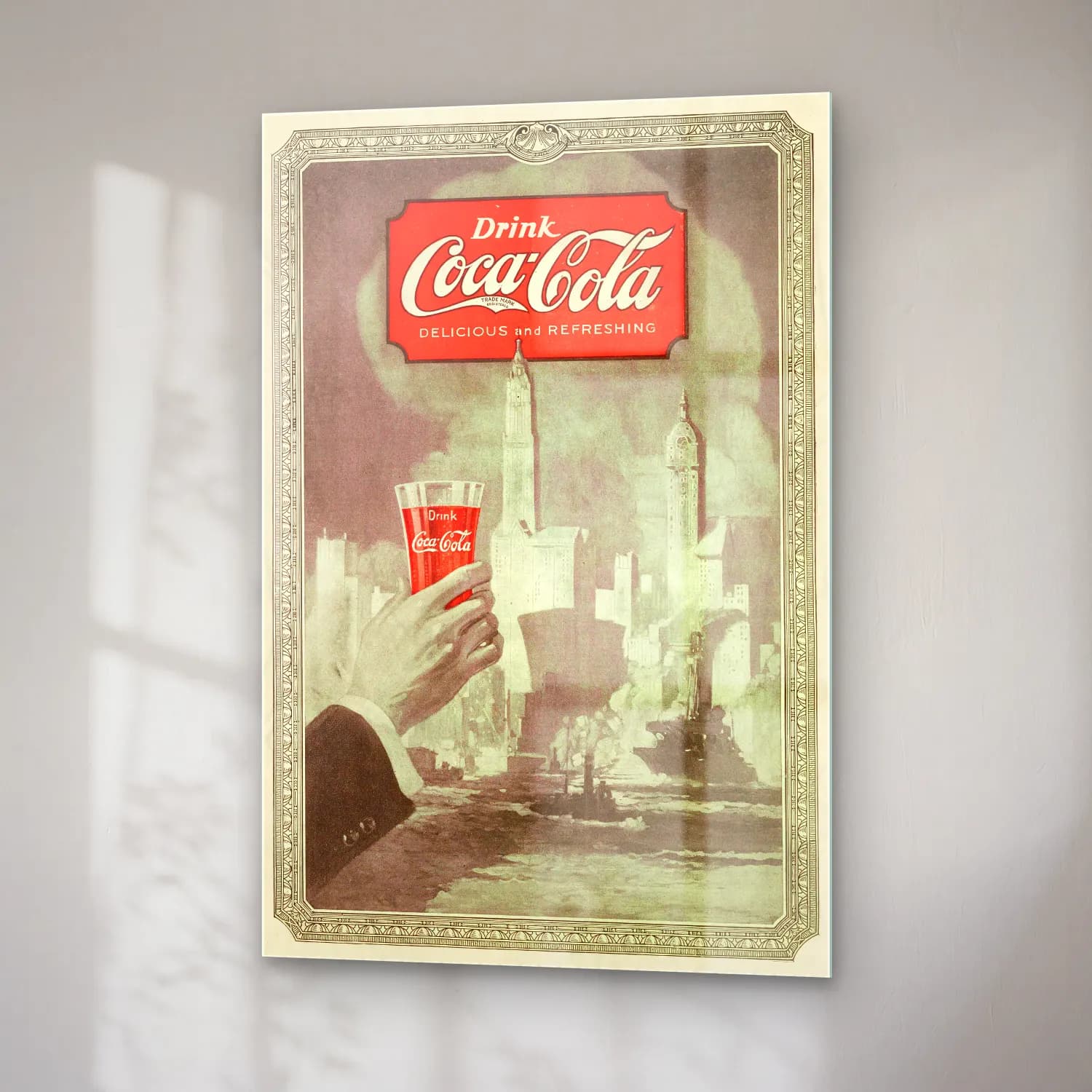 Vintage Poster Kokteyl – Kırmızı Tonlar cam tablo — sağ açıdan görünüm