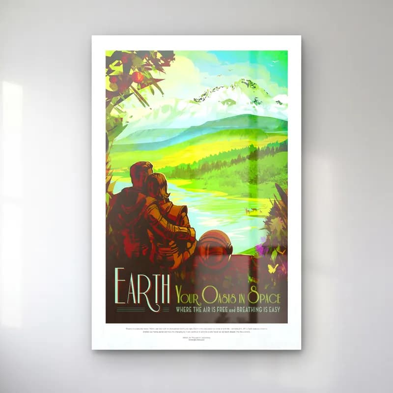Vintage Poster Astronot – Yeşil Tonlar cam tablo — Vintage Poster Astronot – Yeşil Tonlar — vintage poster astronot