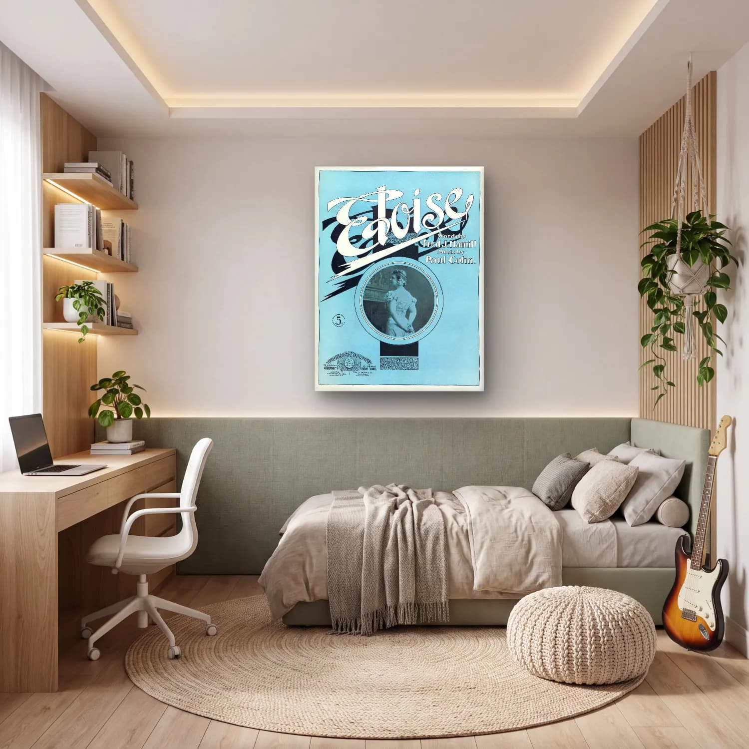 Vintage Poster Elbiseli Kadın No. 60 cam tablo — genç odasında