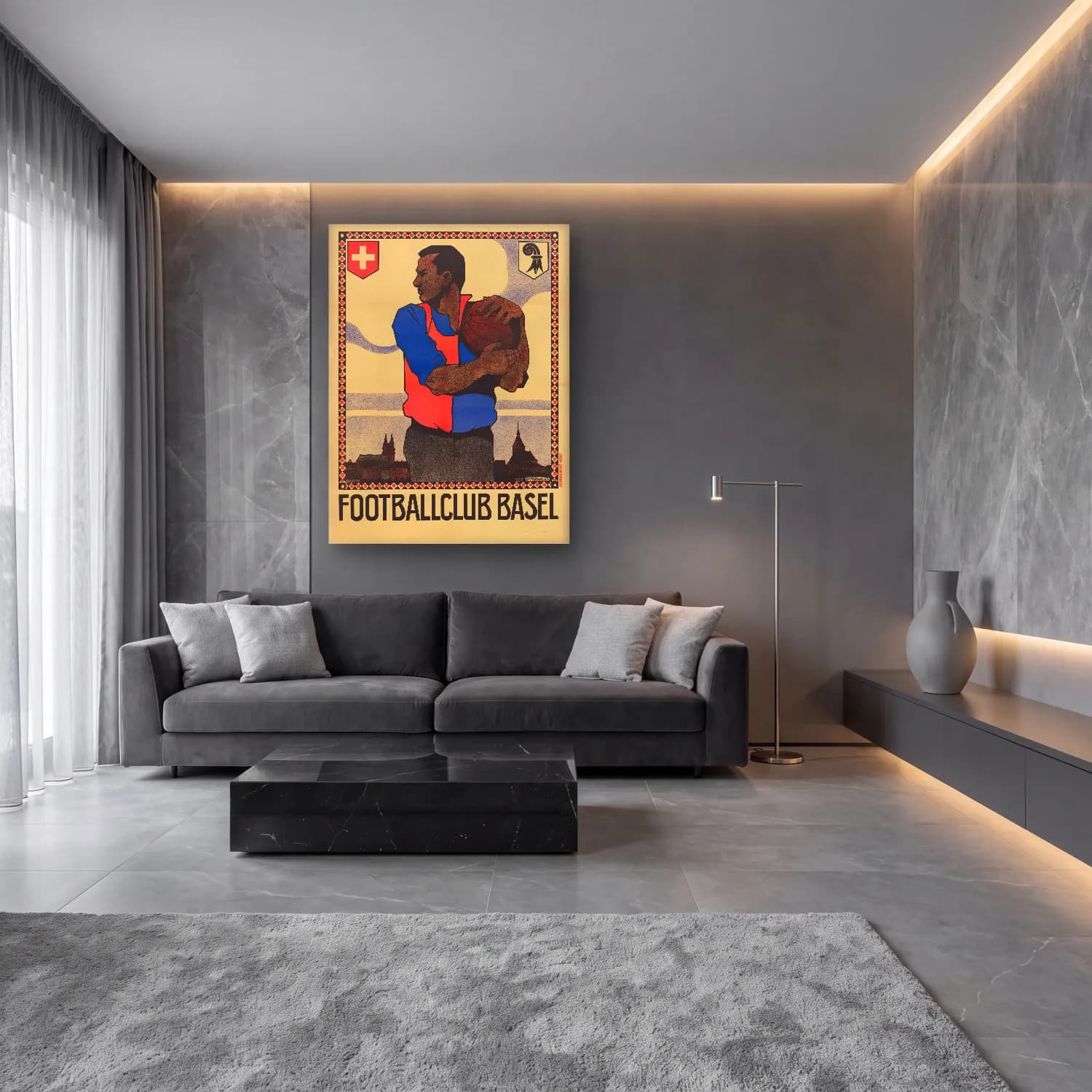 Vintage Poster Erkek Portresi No. 34 cam tablo — lüks salon duvarında