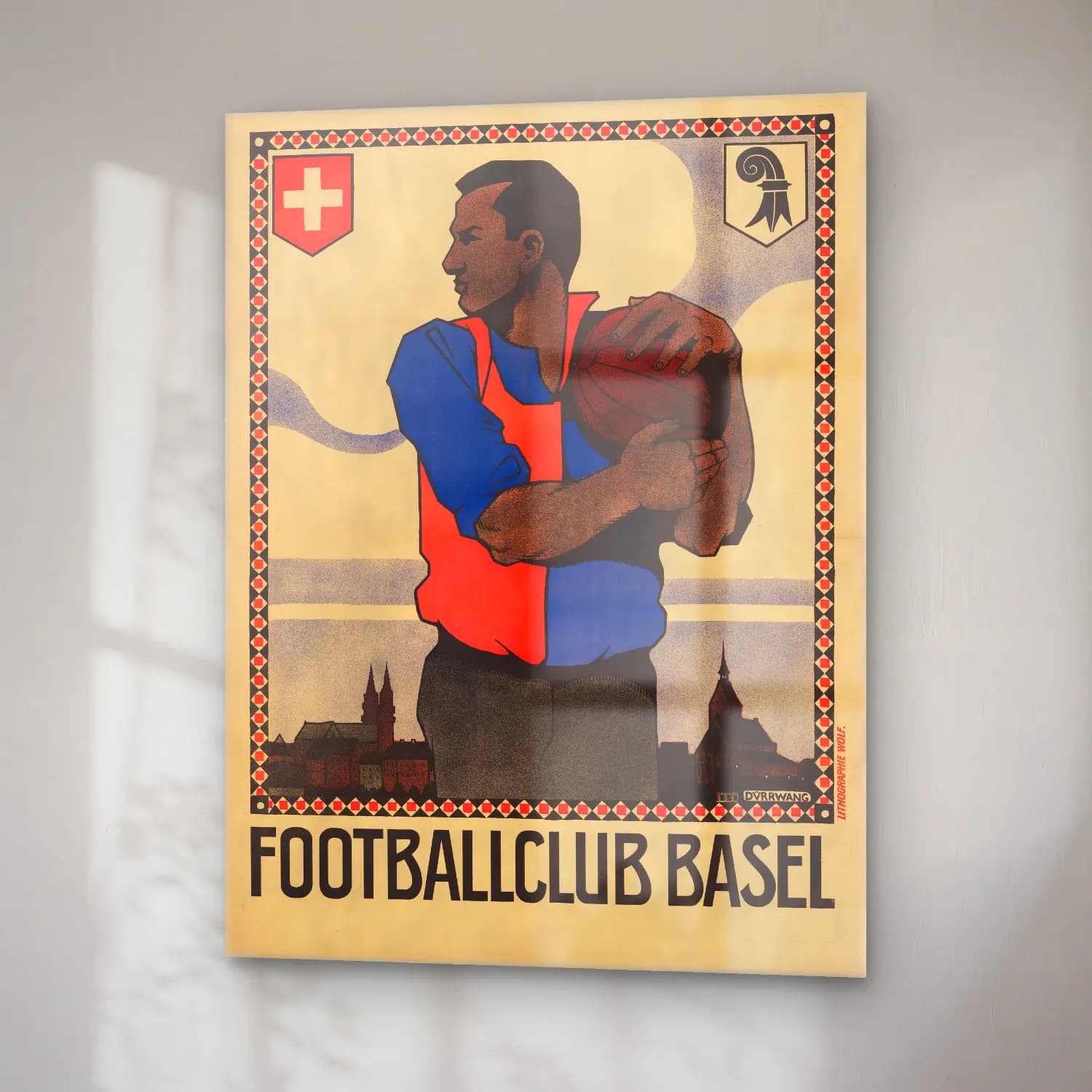 Vintage Poster Erkek Portresi No. 34 cam tablo — sağ açıdan görünüm