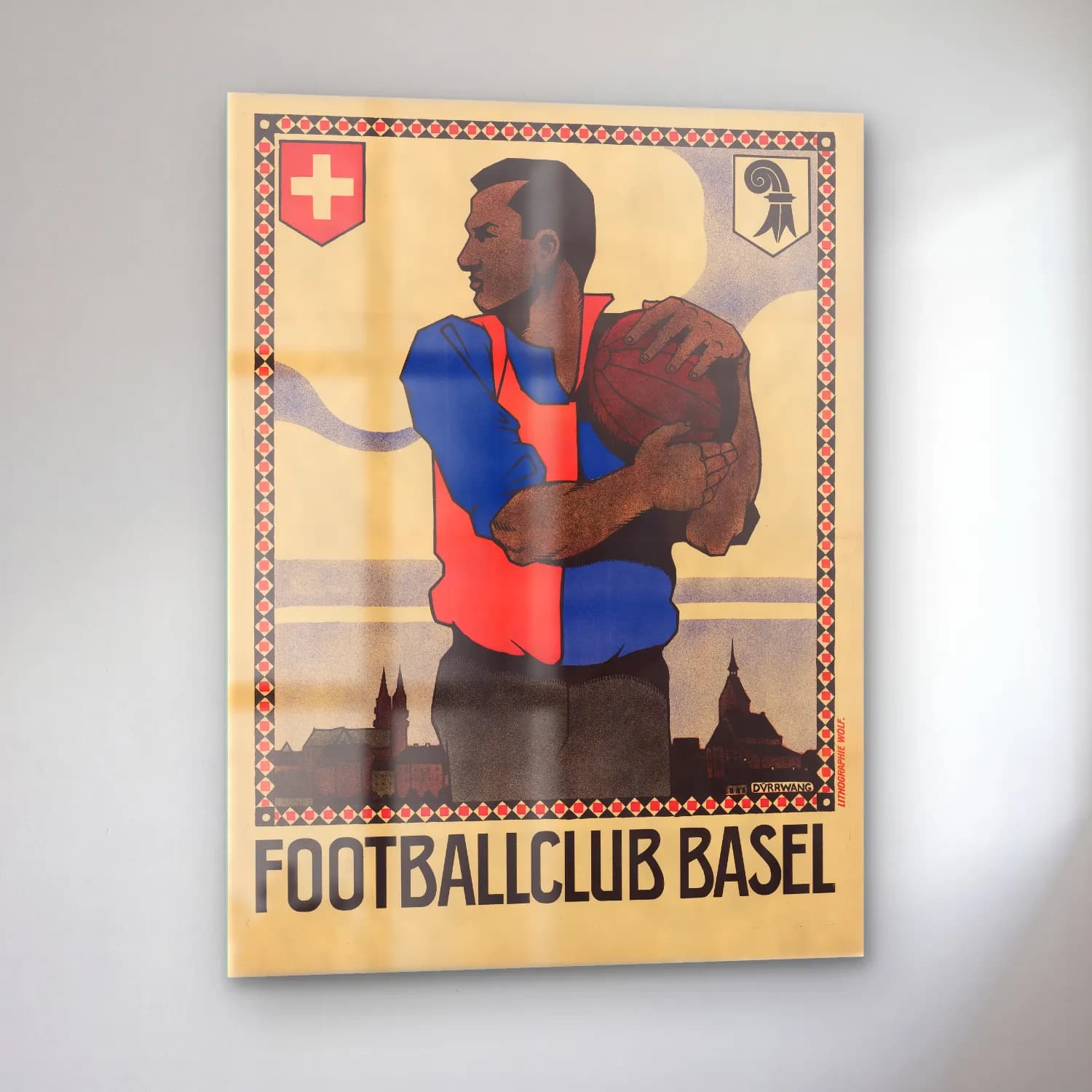 Vintage Poster Erkek Portresi No. 34 cam tablo — sol açıdan görünüm
