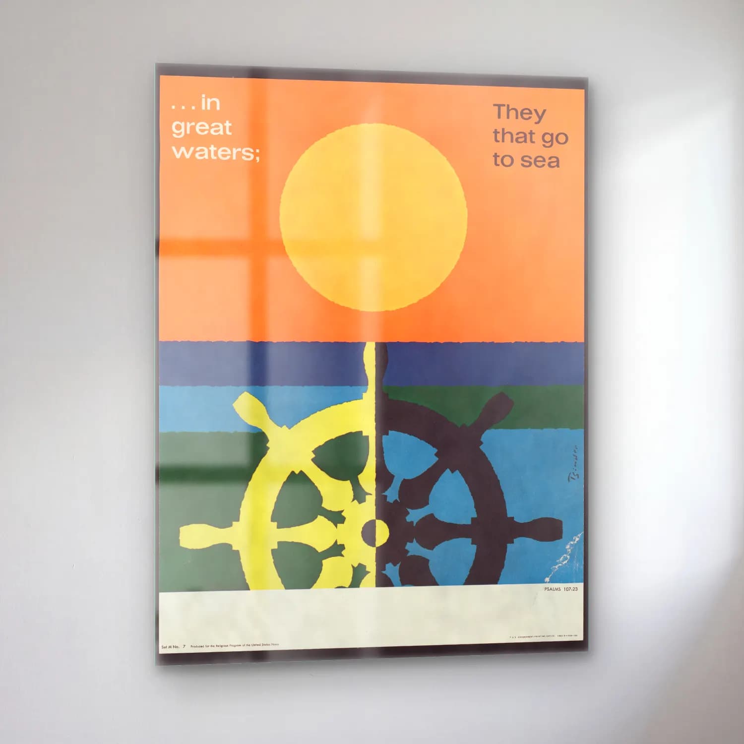 Vintage Poster Güneş ve Gökkuşağı No. 5 cam tablo — sol açıdan görünüm