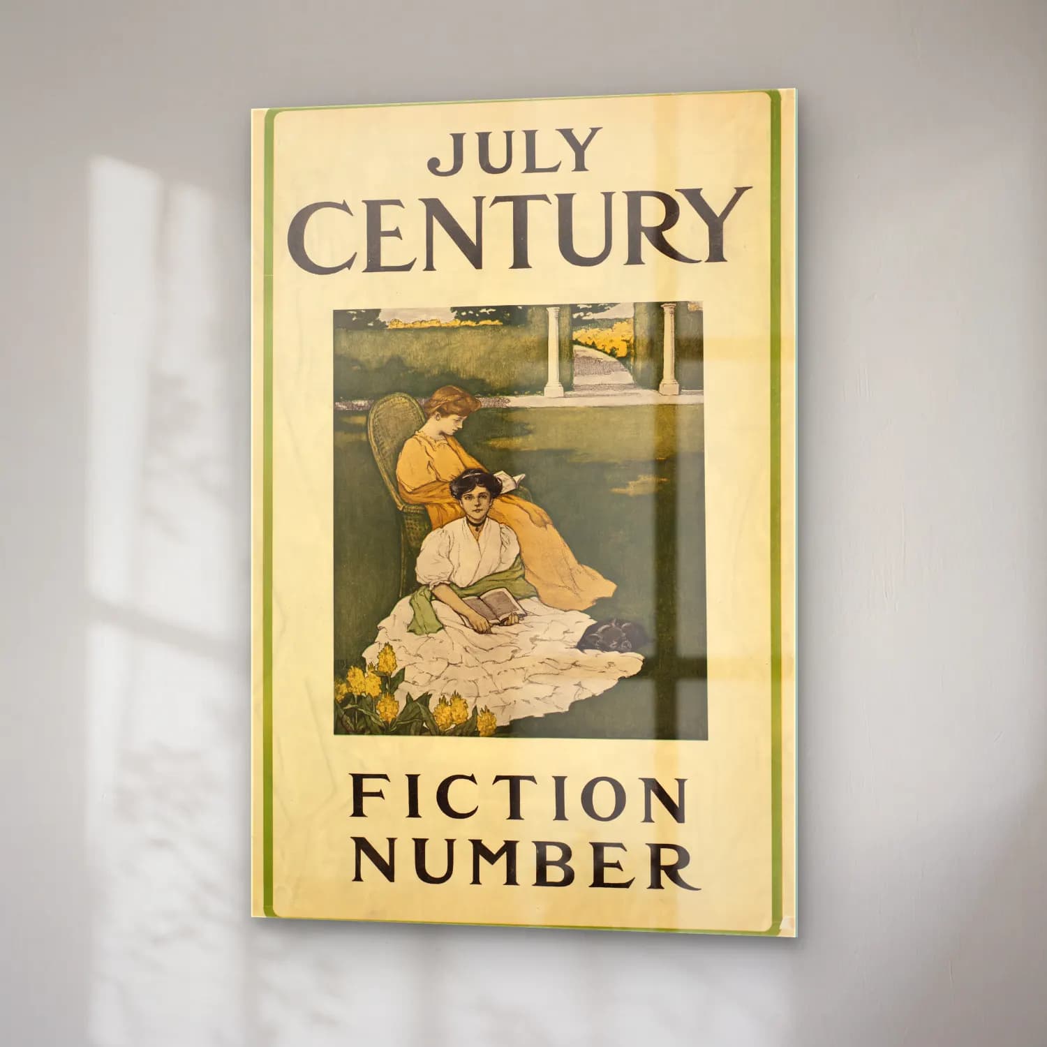 Vintage Poster Kitap Okuyan Kadın No. 24 cam tablo — sağ açıdan görünüm