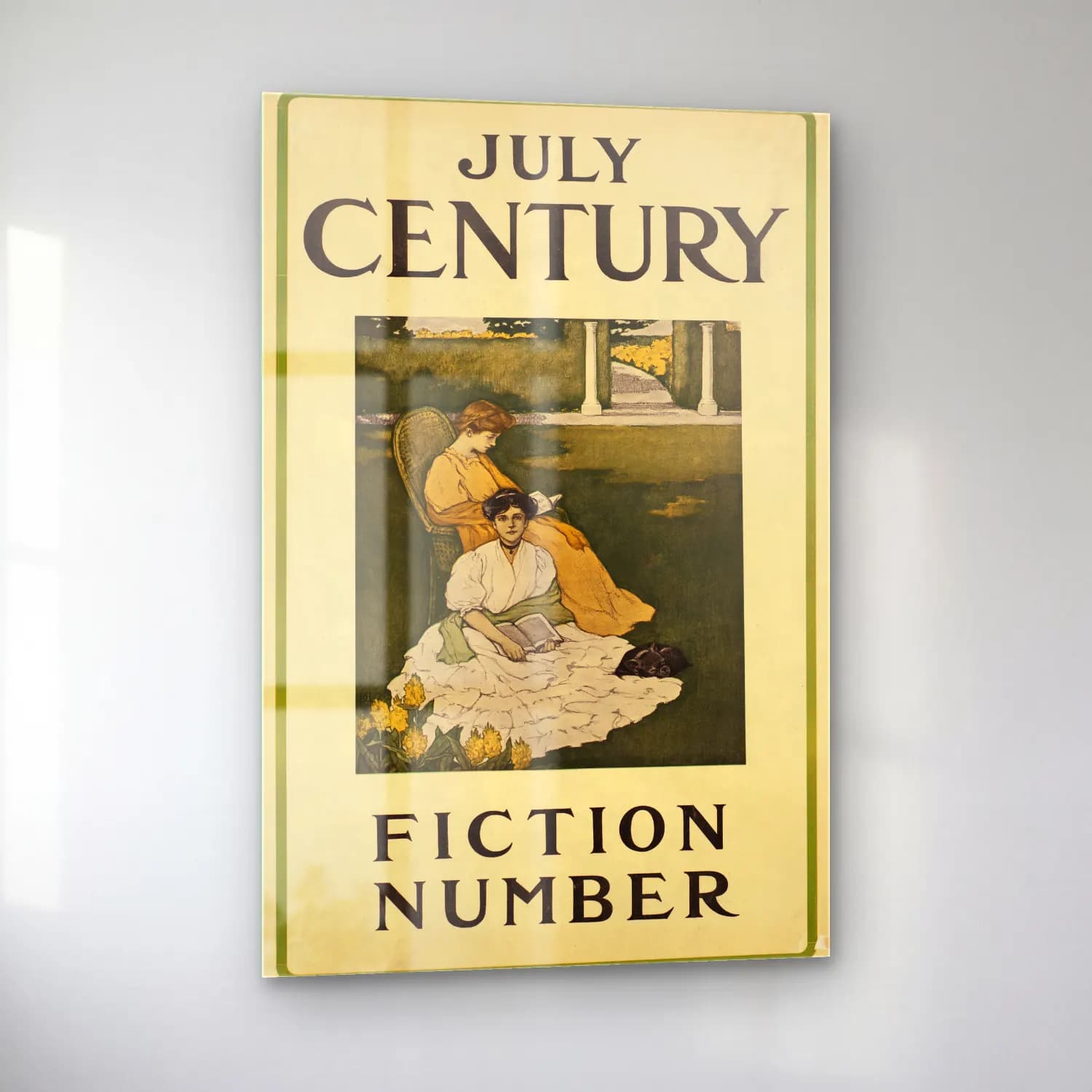 Vintage Poster Kitap Okuyan Kadın No. 24 cam tablo — sol açıdan görünüm