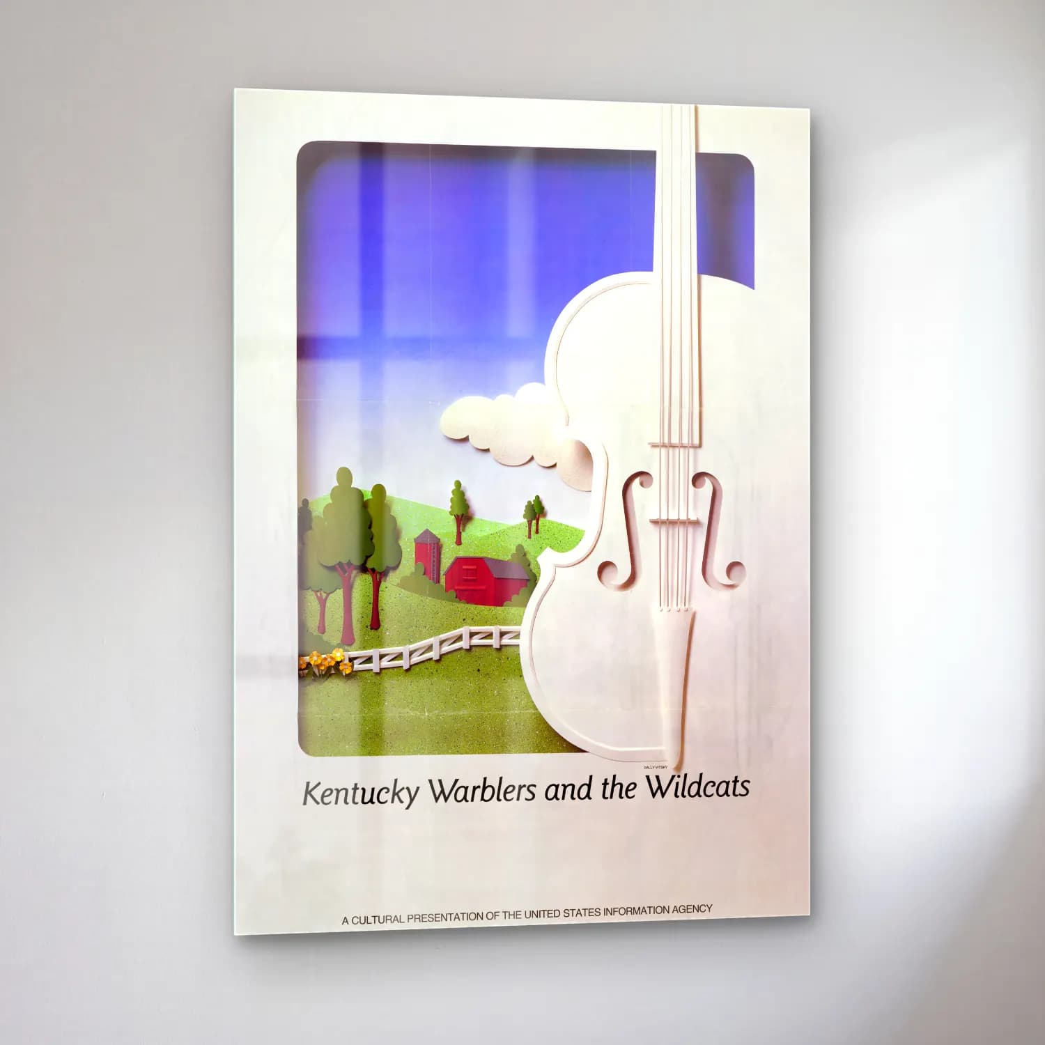 Vintage Poster Gitar No. 3 cam tablo — sol açıdan görünüm