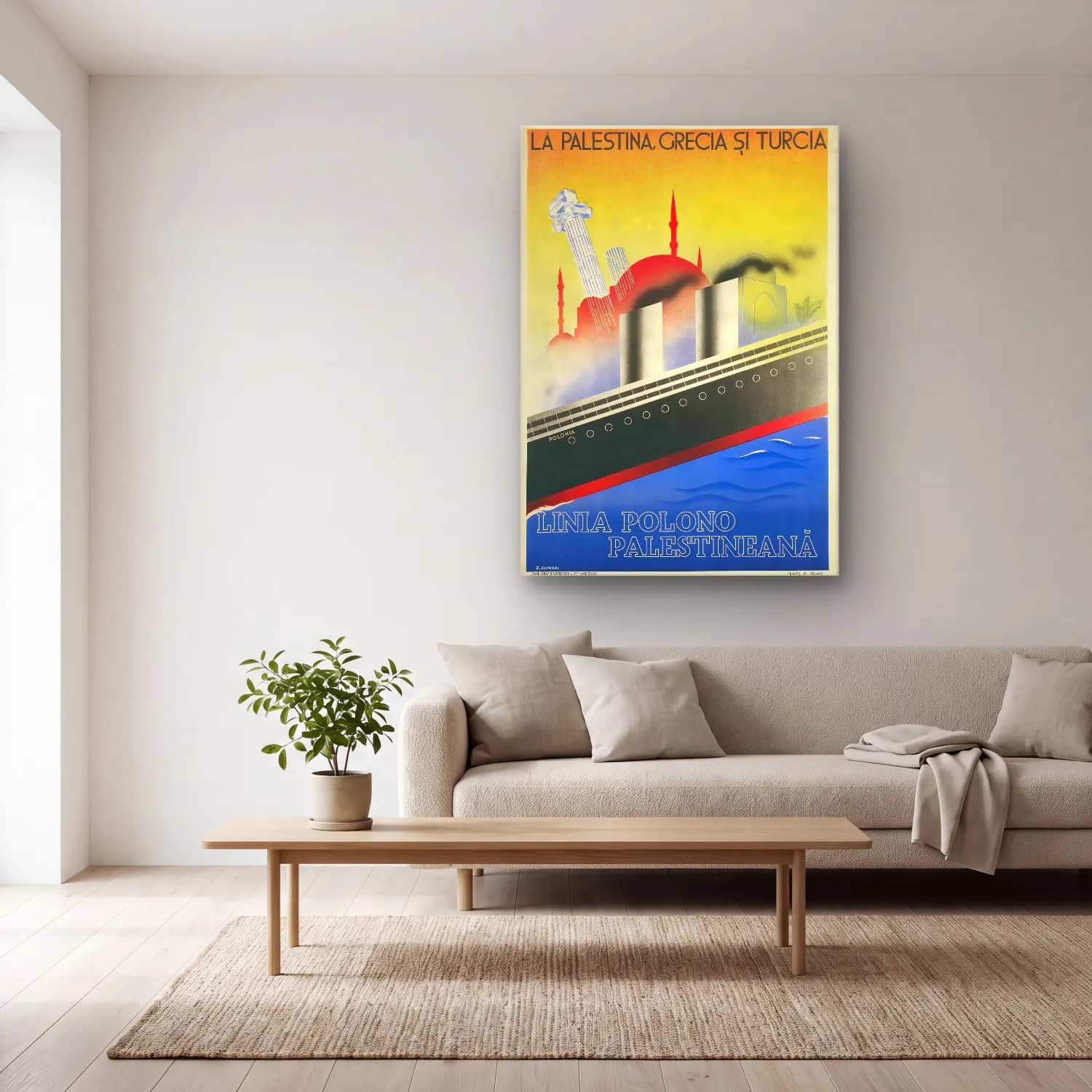 Vintage Poster İstanbul – Kırmızı Tonlar cam tablo — açık renk salonda