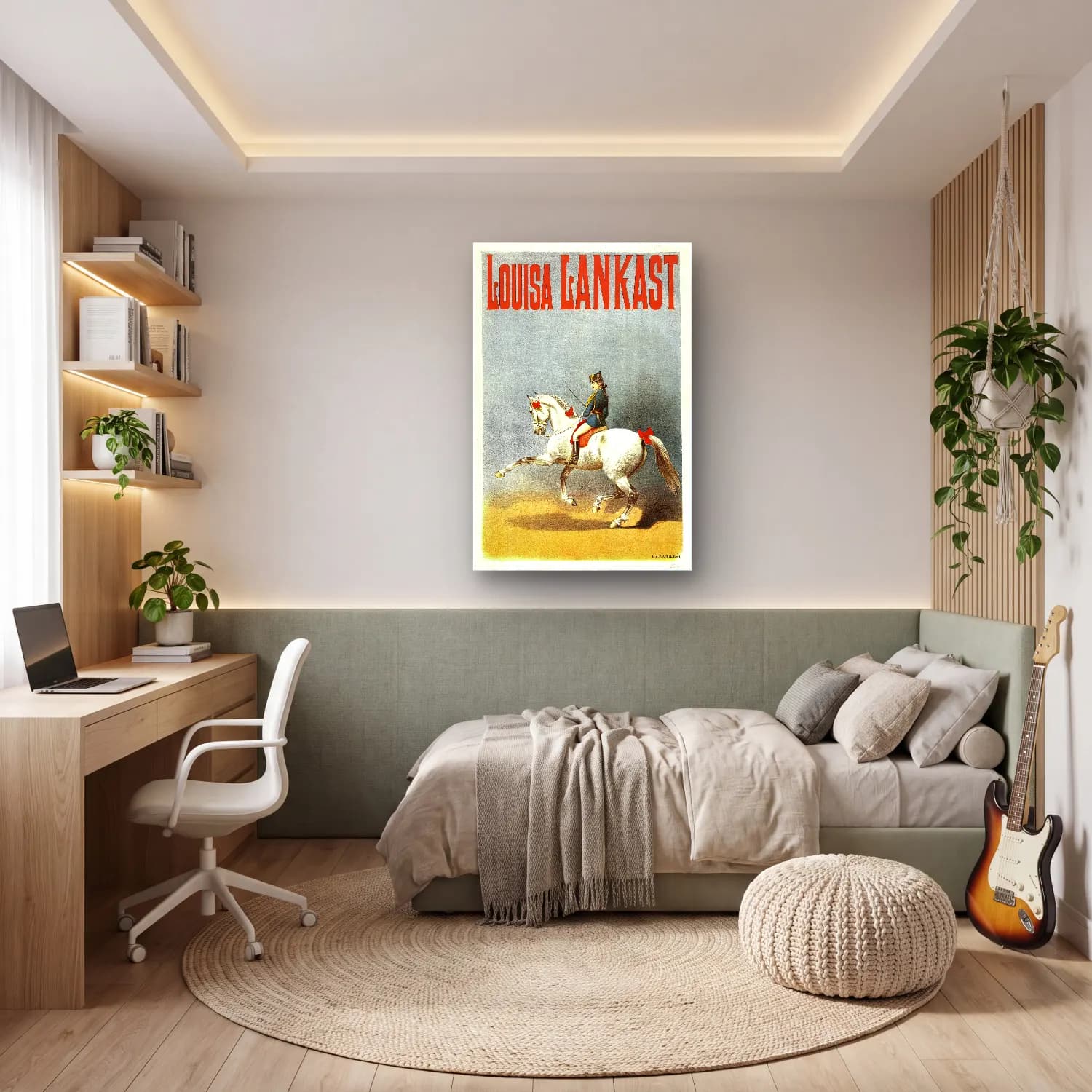 Vintage Poster Atlı No. 9 cam tablo — genç odasında