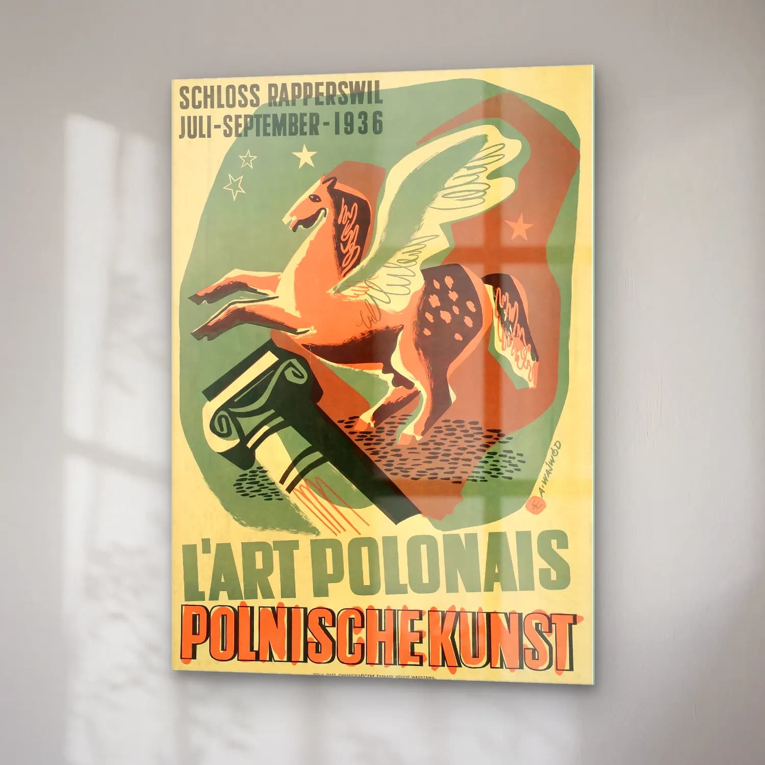 Vintage Poster Atlı No. 10 cam tablo — sağ açıdan görünüm