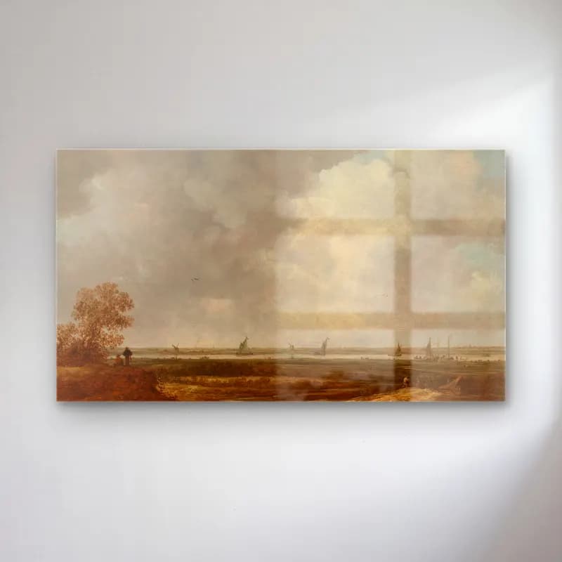 Jan van Goyen – Panoramic View of a River with Low-lying Meadows (in or… cam tablo — Jan van Goyen – Panoramic View of a River with Low-lying Meadows (in or… — yağlı boya yelkenliler