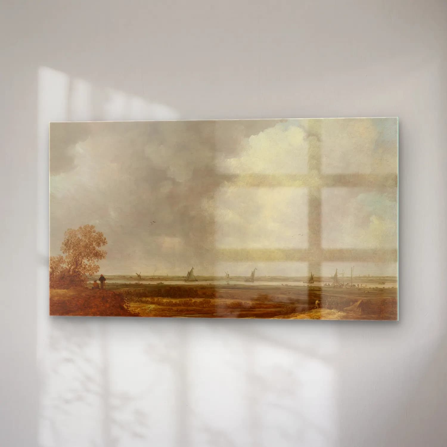 Jan van Goyen – Panoramic View of a River with Low-lying Meadows (in or… cam tablo — sağ açıdan görünüm