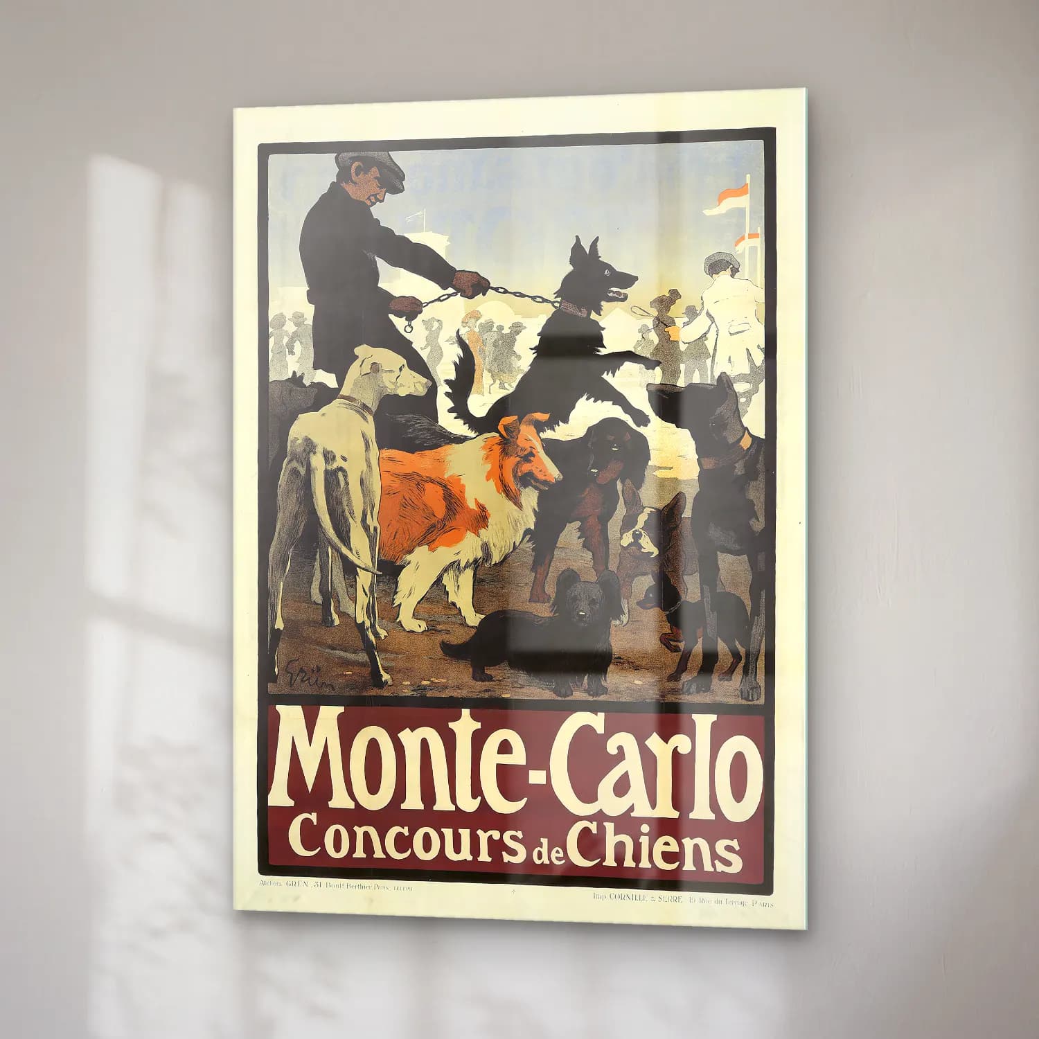 Vintage Poster Köpek No. 3 cam tablo — sağ açıdan görünüm
