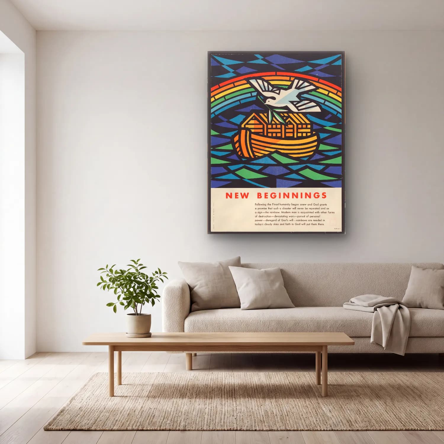 Vintage Poster Katedral No. 15 cam tablo — açık renk salonda