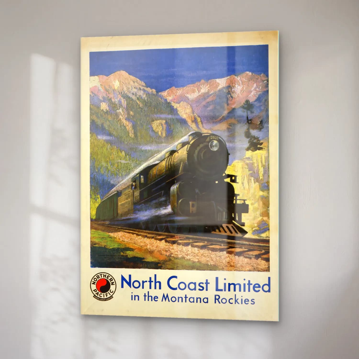 Vintage Poster Tren No. 7 cam tablo — sağ açıdan görünüm
