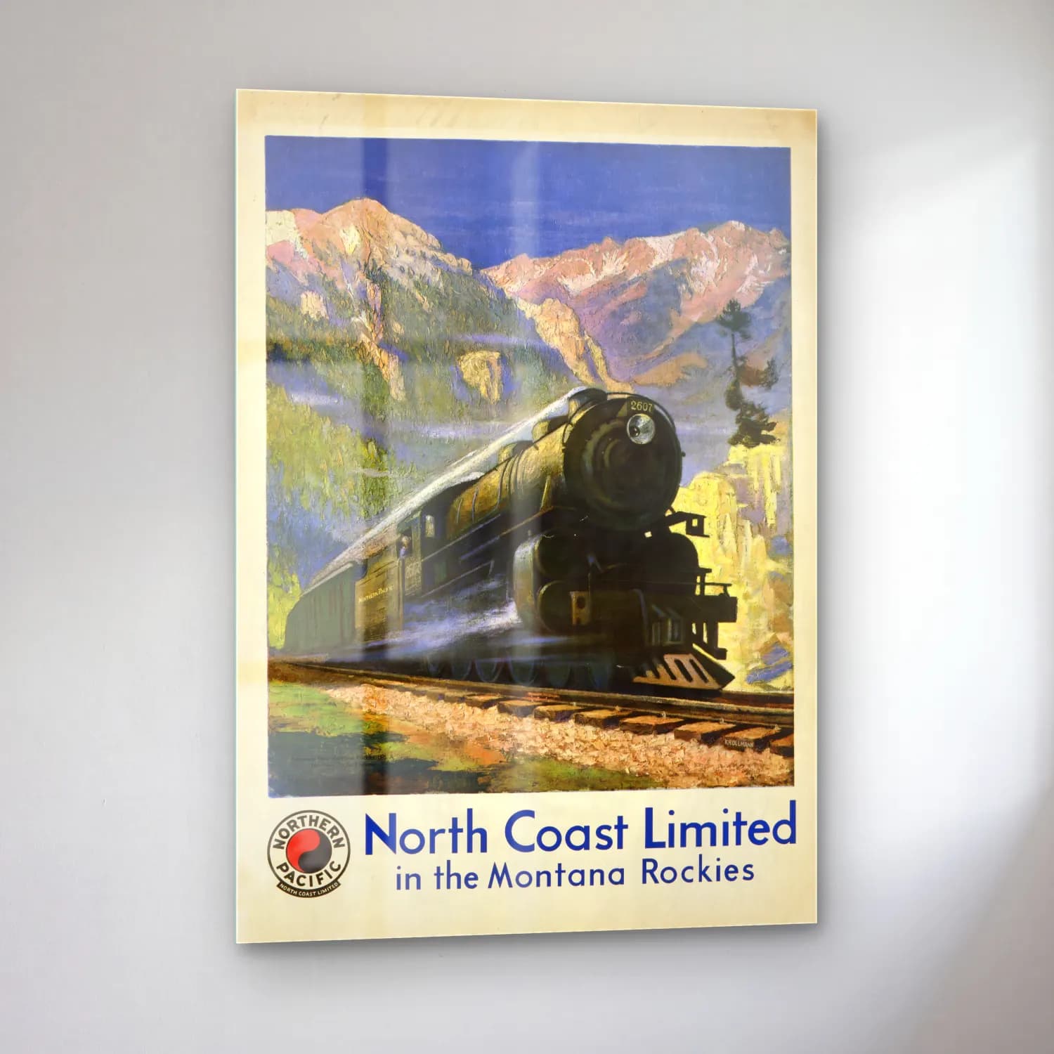 Vintage Poster Tren No. 7 cam tablo — sol açıdan görünüm