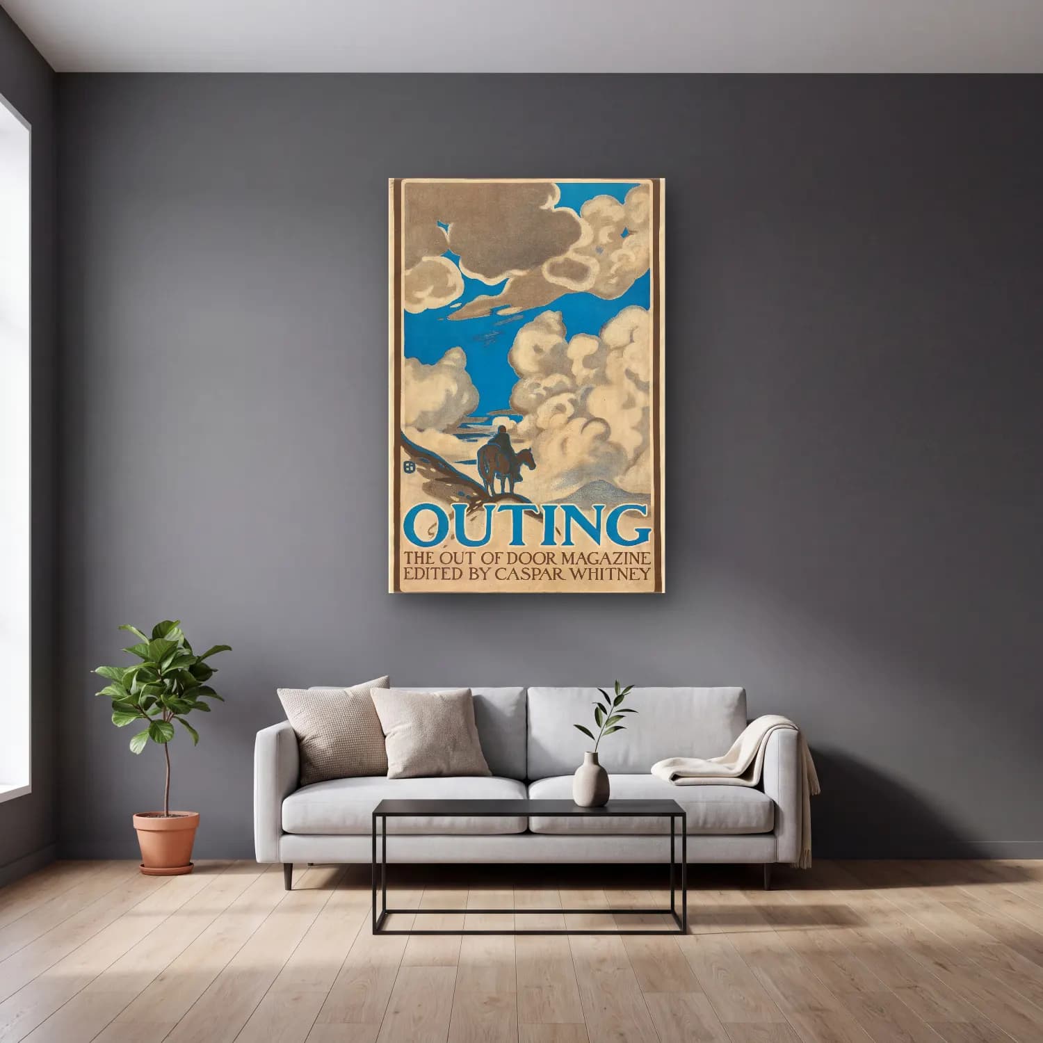 Caspar Whitney – Outing, the out of door magazine, edited cam tablo — gri duvarlı salonda