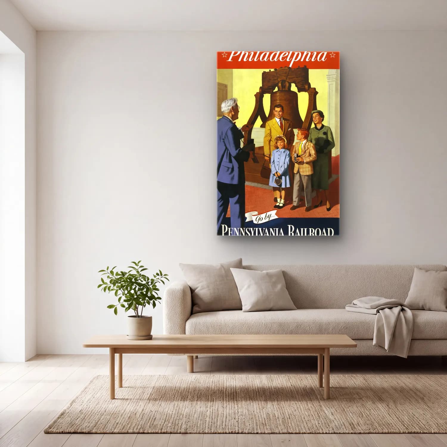 Vintage Poster Dini Sahne No. 7 cam tablo — açık renk salonda