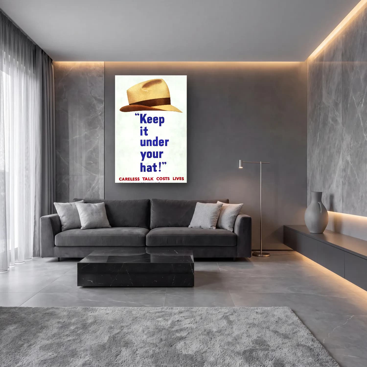 Vintage Poster Söz Posteri No. 24 cam tablo — lüks salon duvarında