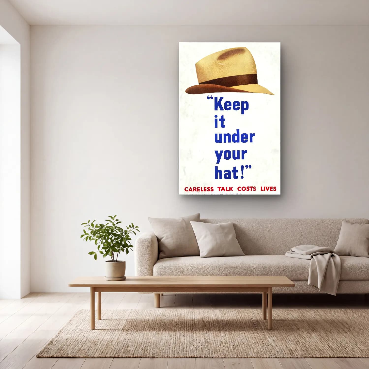 Vintage Poster Söz Posteri No. 24 cam tablo — açık renk salonda