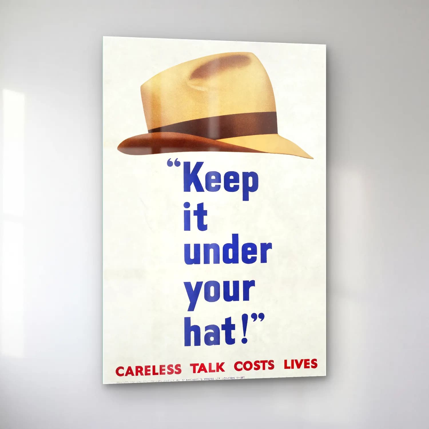 Vintage Poster Söz Posteri No. 24 cam tablo — sol açıdan görünüm