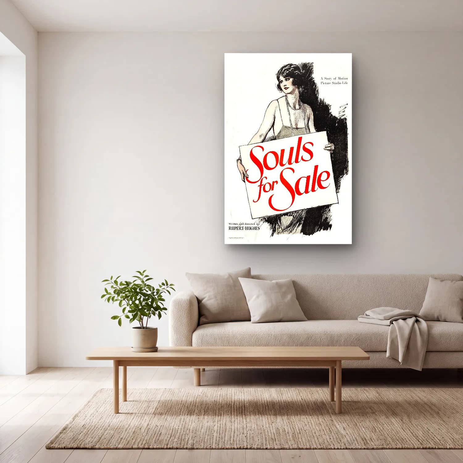 Vintage Poster Kitap Okuyan Kadın No. 25 cam tablo — açık renk salonda