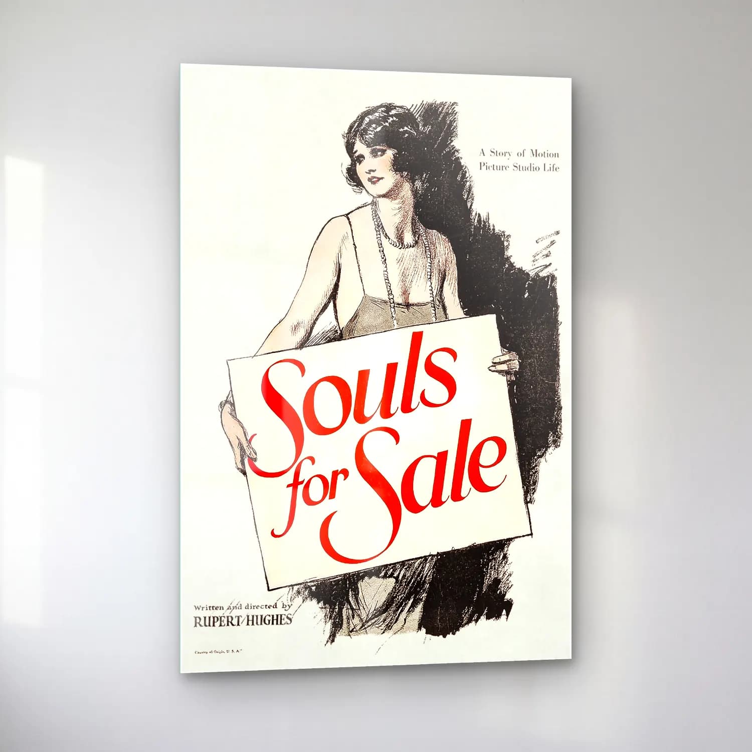 Vintage Poster Kitap Okuyan Kadın No. 25 cam tablo — sol açıdan görünüm
