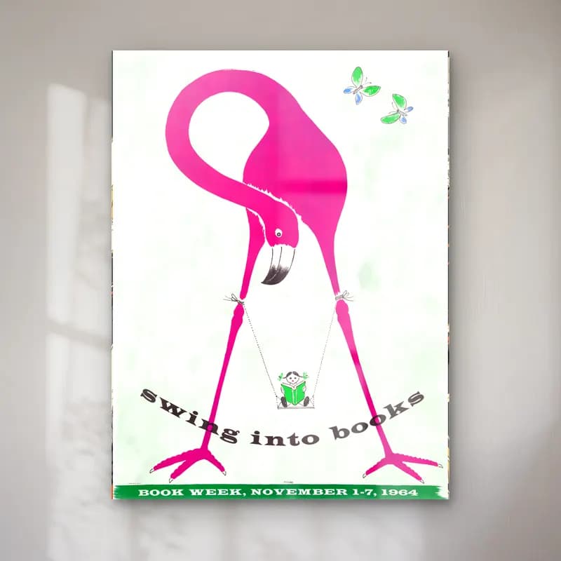 Vintage Poster Flamingo – Pembe Tonlar cam tablo — Vintage Poster Flamingo – Pembe Tonlar — vintage poster flamingo