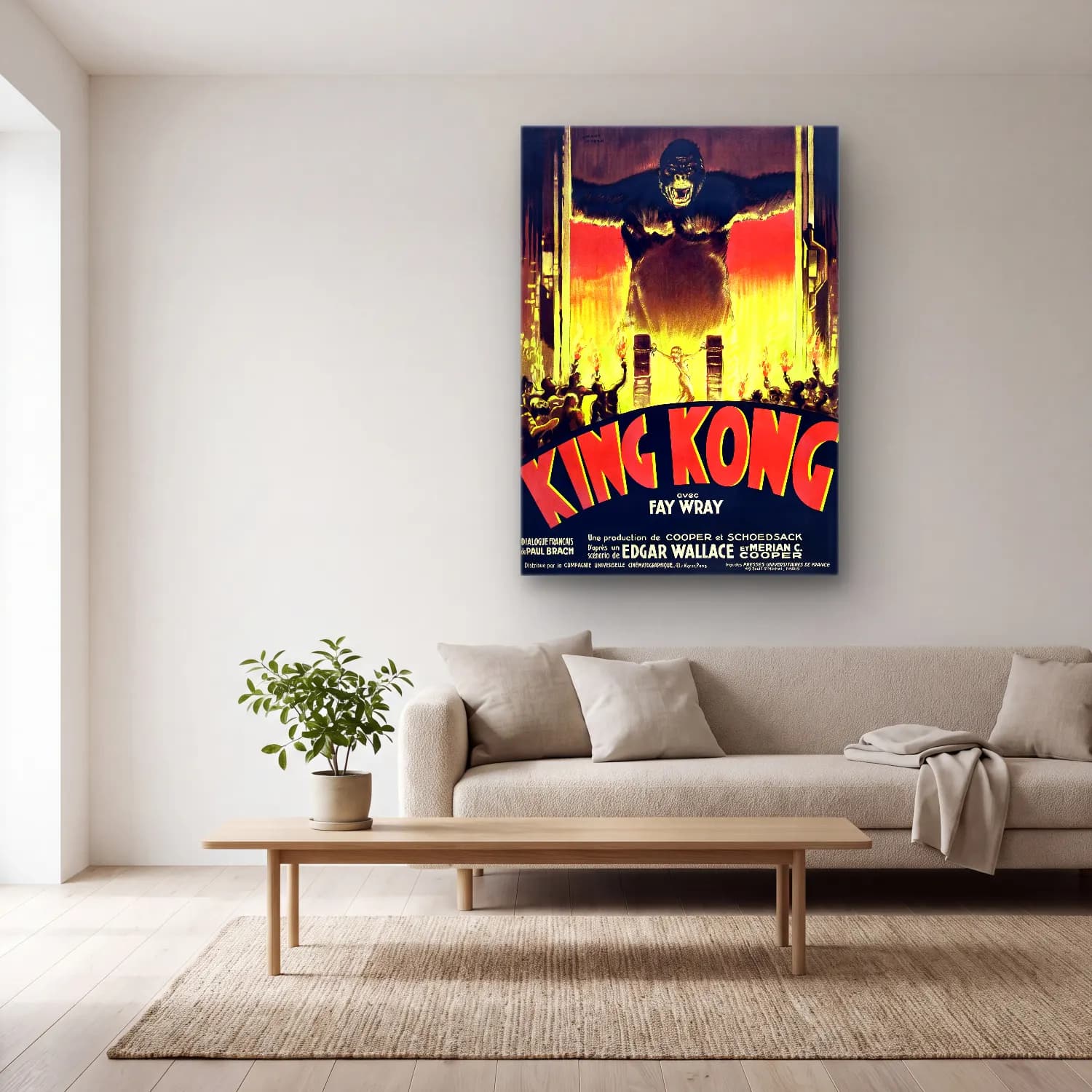 Vintage Poster Mitolojik Sahne No. 15 cam tablo — açık renk salonda