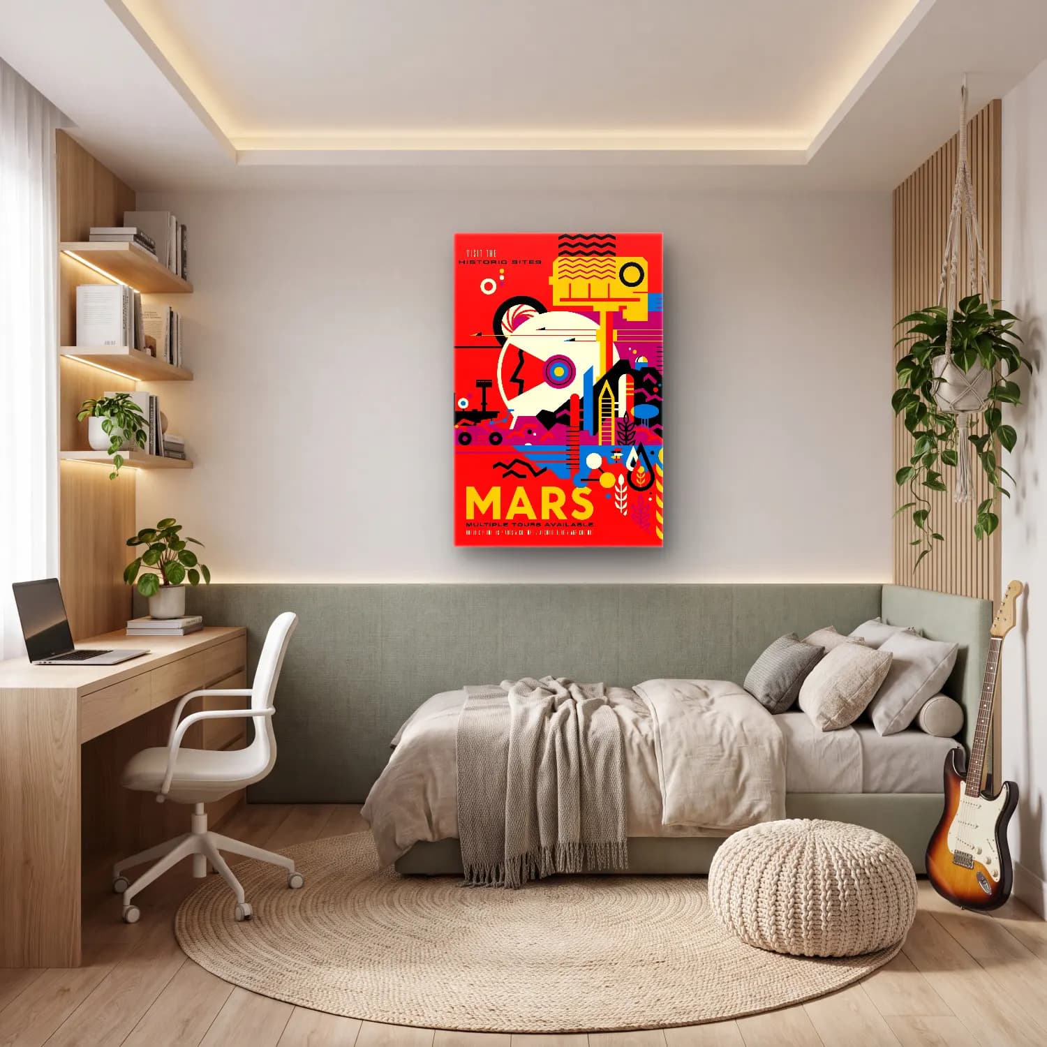 Maksimalist Astronot – Turuncu Tonlar cam tablo — genç odasında
