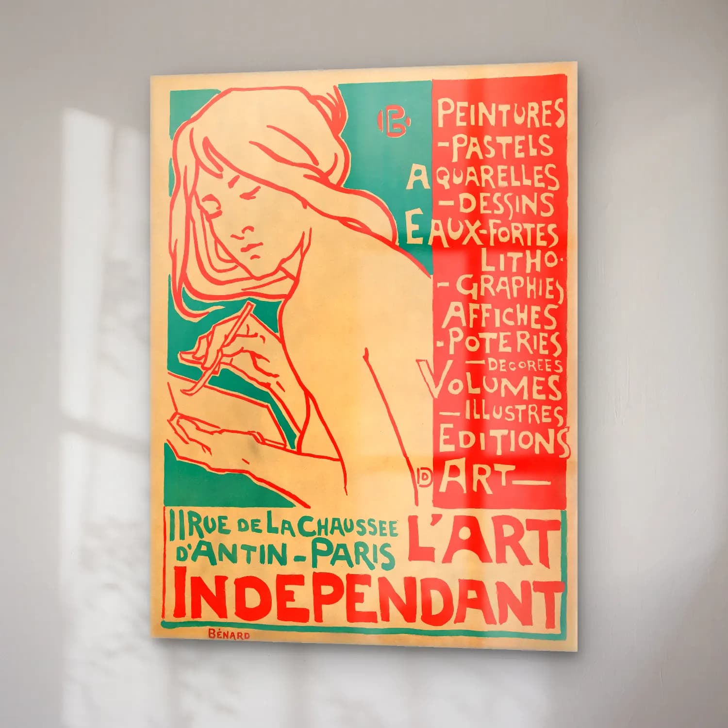 Vintage Poster Kitap Okuyan Kadın No. 26 cam tablo — sağ açıdan görünüm