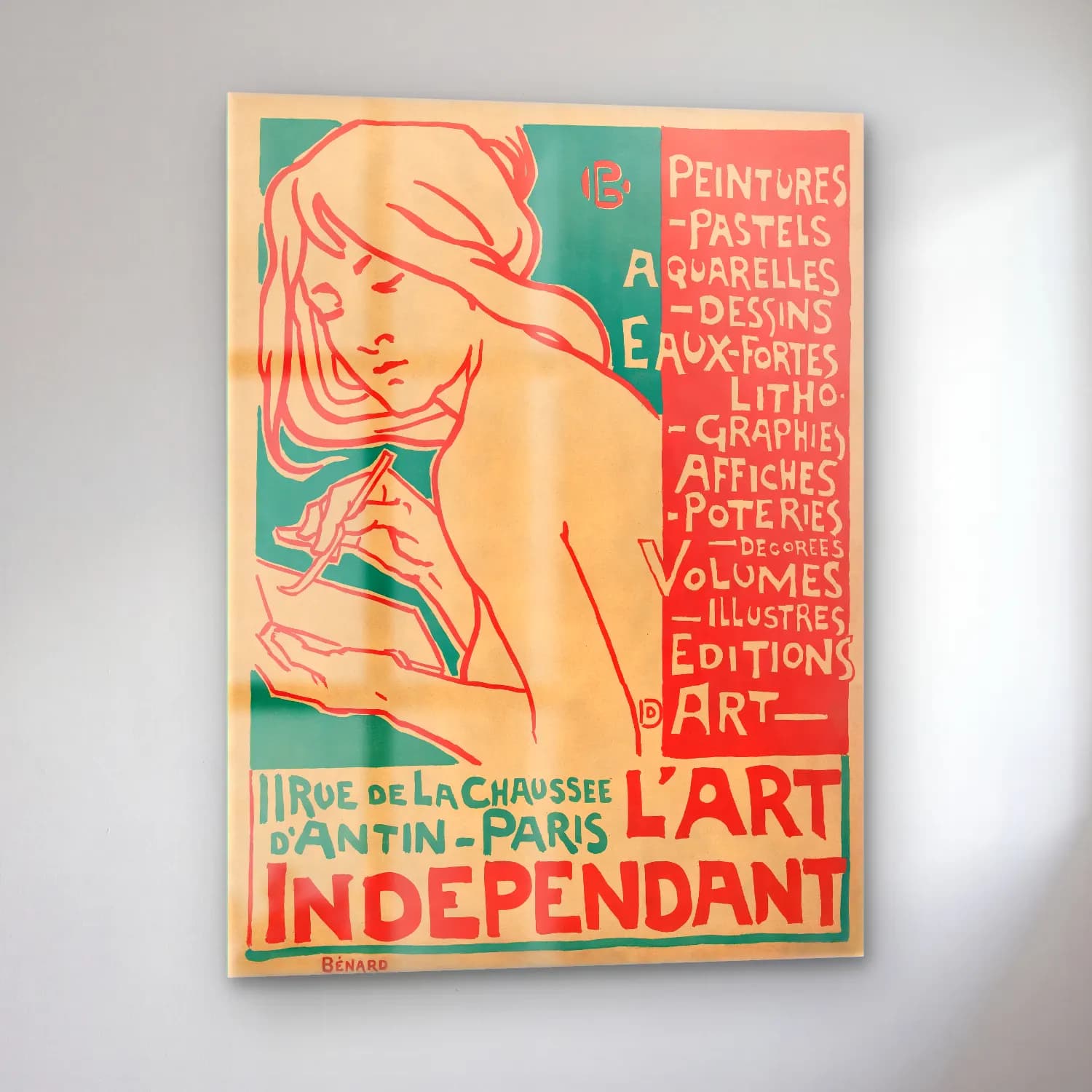 Vintage Poster Kitap Okuyan Kadın No. 26 cam tablo — sol açıdan görünüm