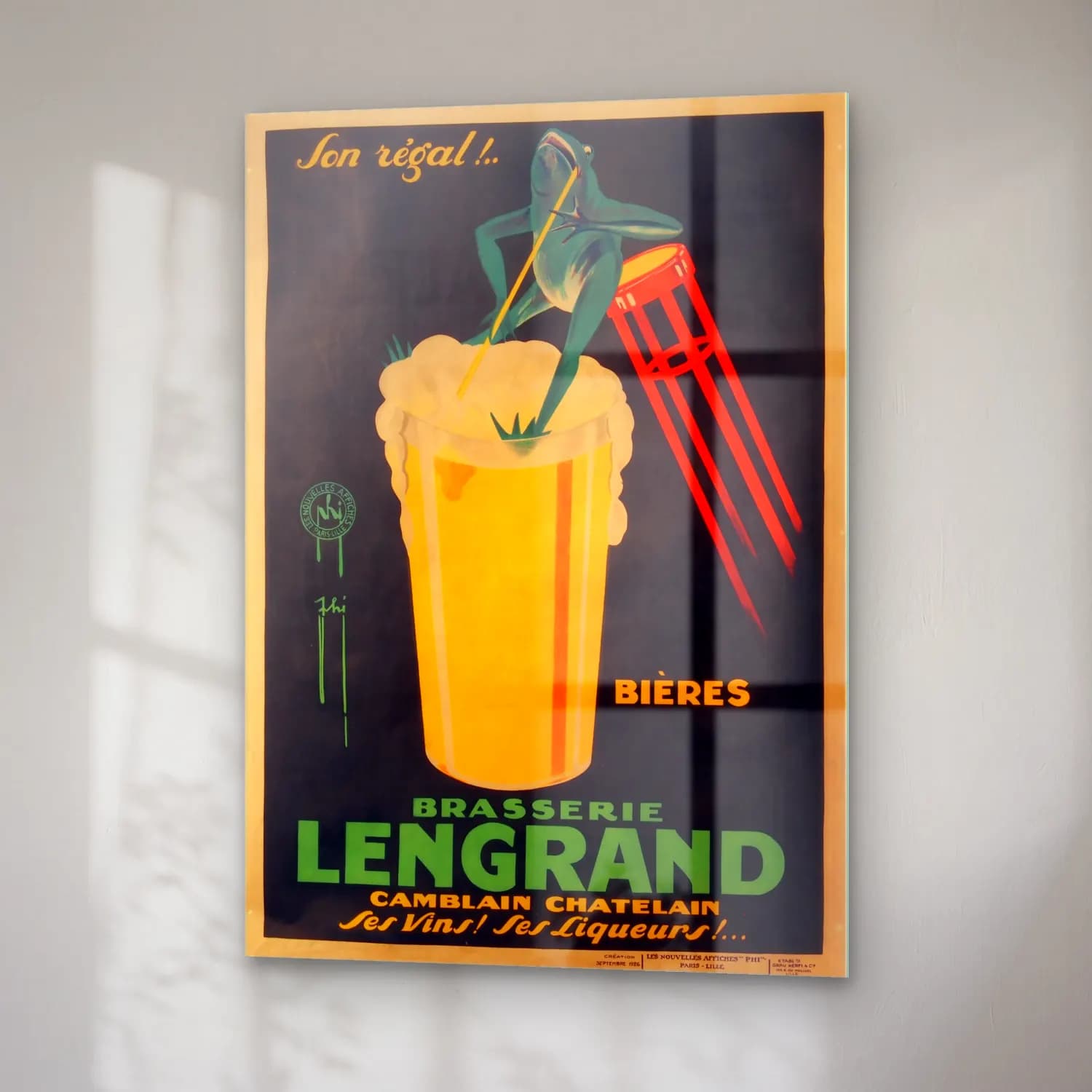 Vintage Poster Kokteyl No. 39 cam tablo — sağ açıdan görünüm