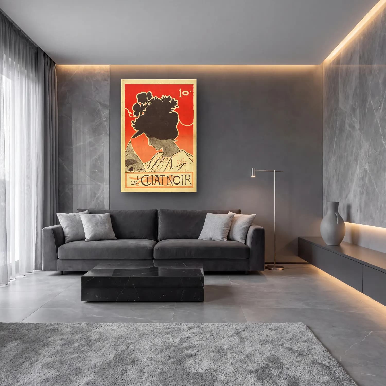 Vintage Poster Şapkalı Kadın No. 27 cam tablo — lüks salon duvarında