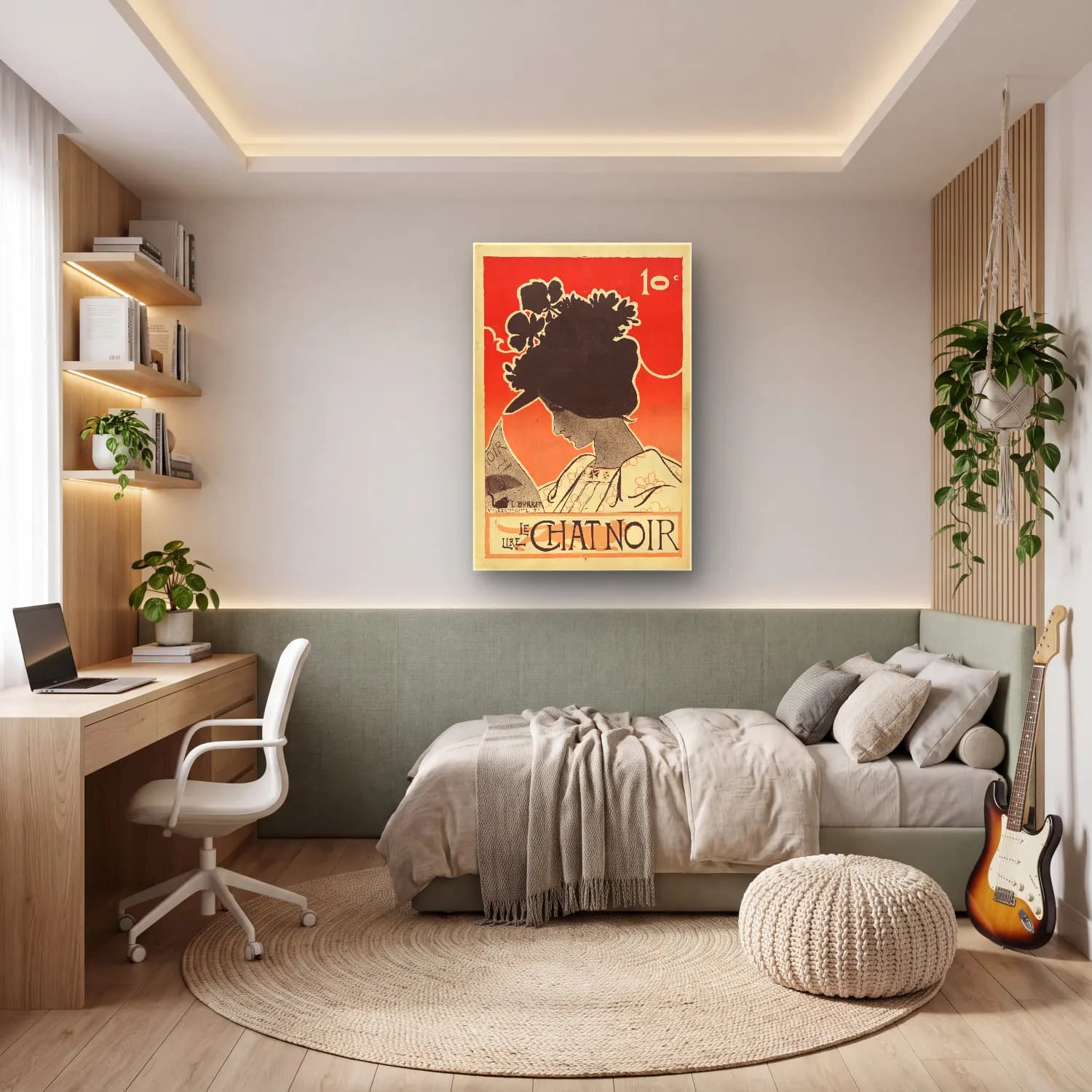 Vintage Poster Şapkalı Kadın No. 27 cam tablo — genç odasında