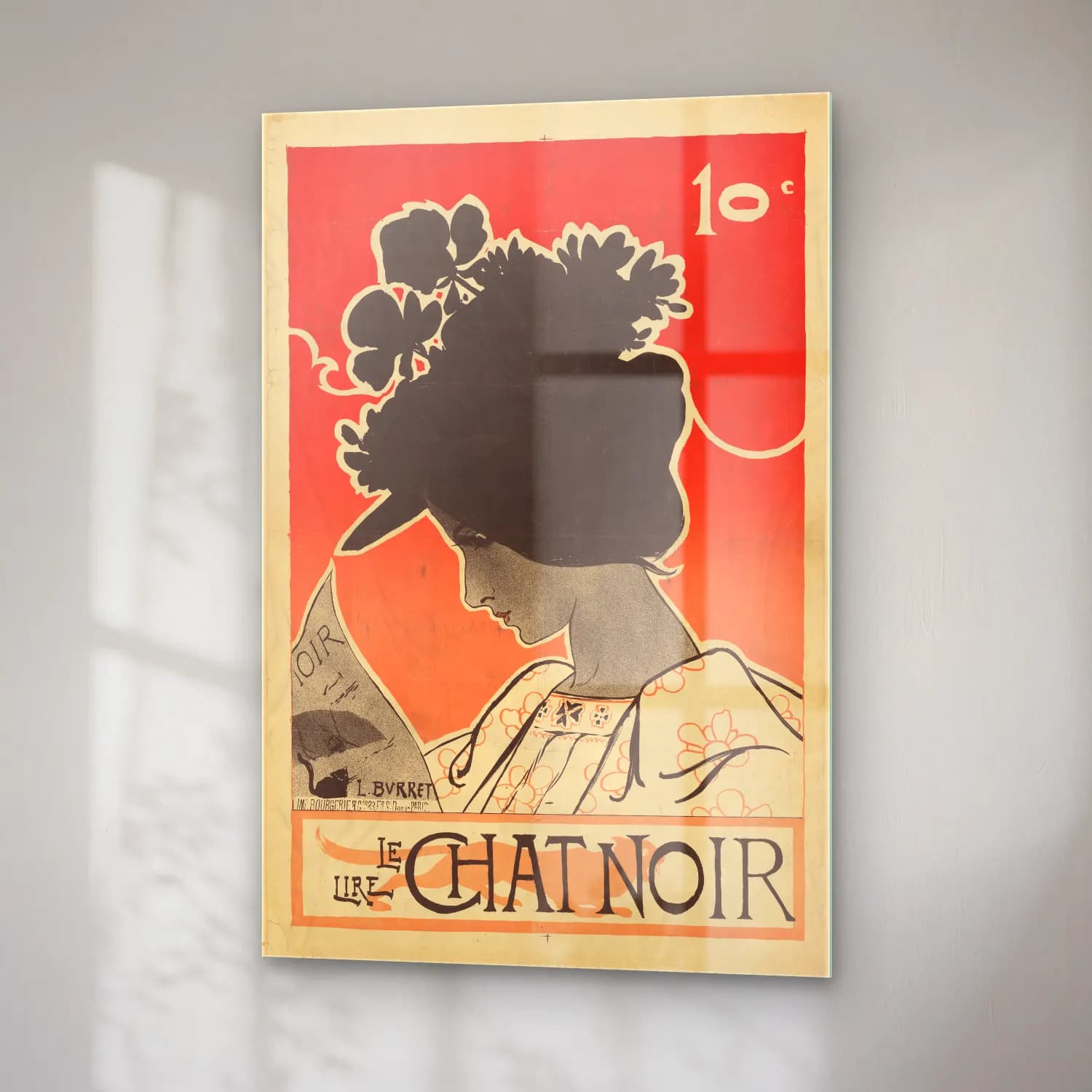 Vintage Poster Şapkalı Kadın No. 27 cam tablo — sağ açıdan görünüm