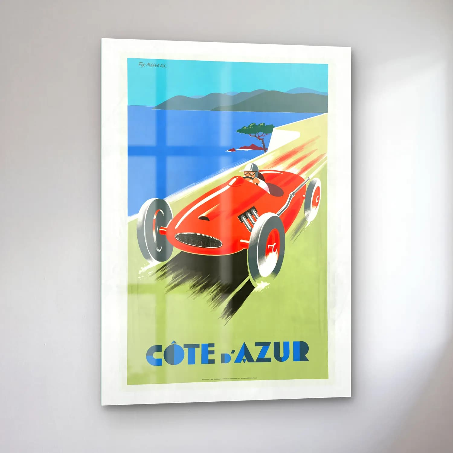 Vintage Poster Klasik Araba No. 6 cam tablo — sol açıdan görünüm