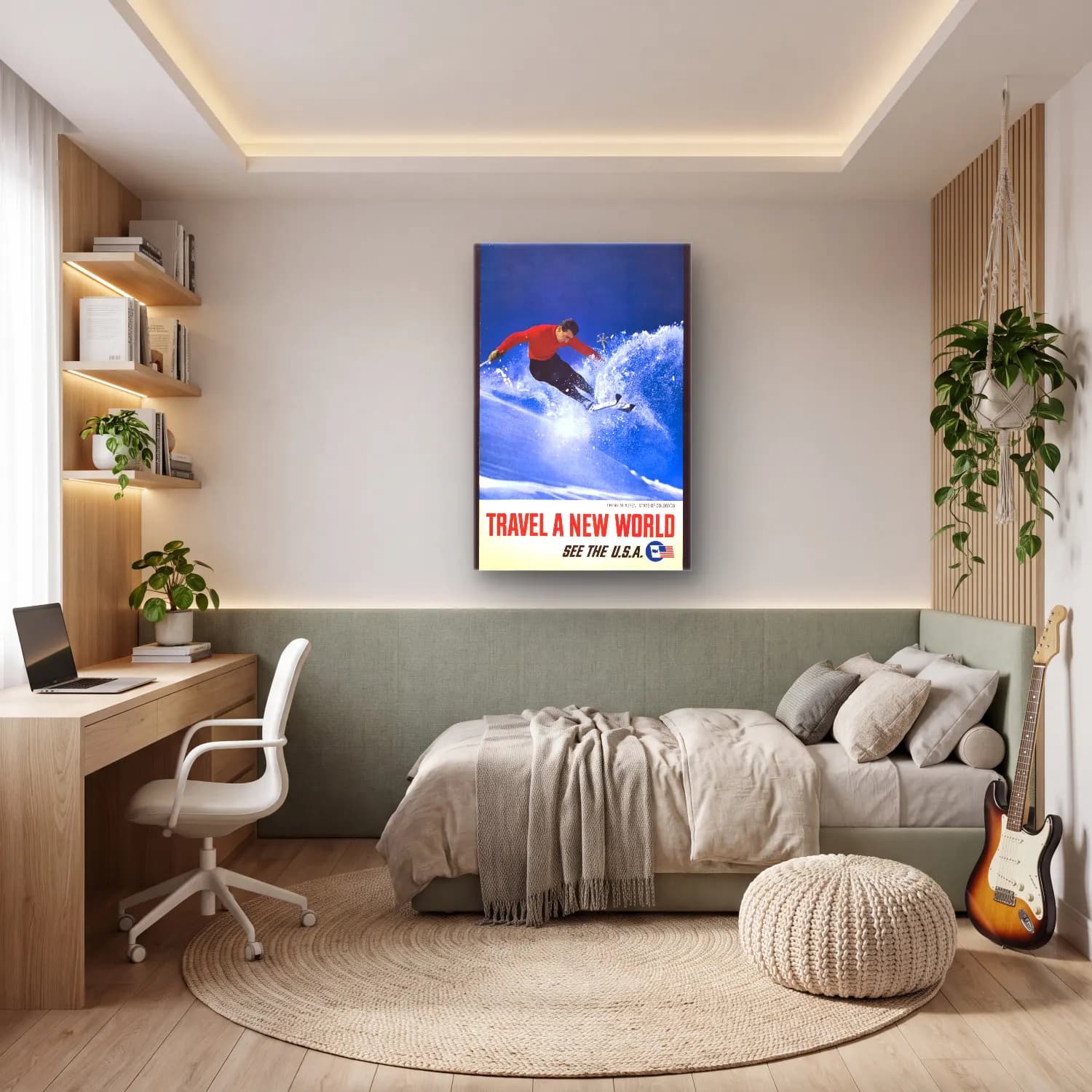 Vintage Poster Kayak No. 9 cam tablo — genç odasında