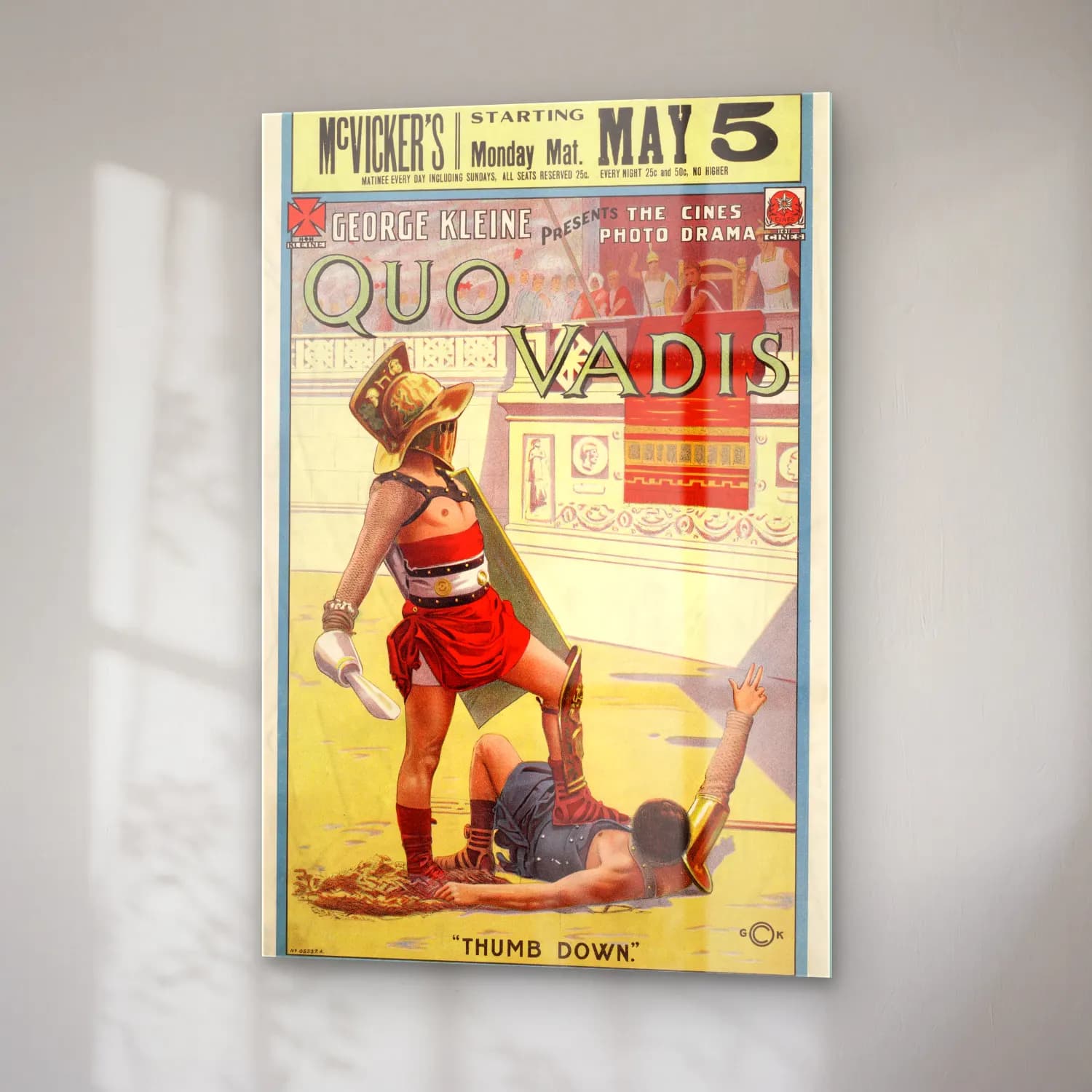 Vintage Poster Roma No. 4 cam tablo — sağ açıdan görünüm