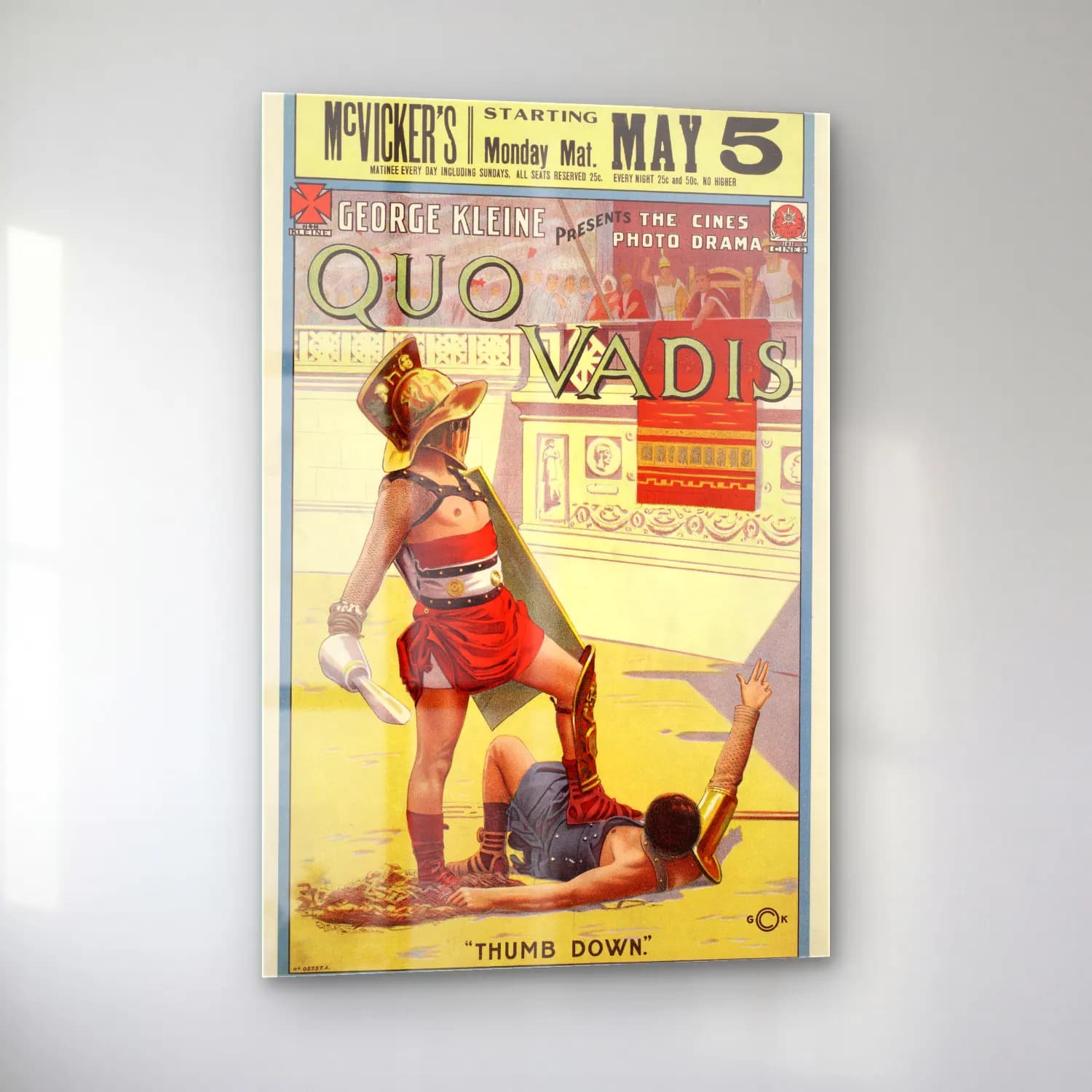 Vintage Poster Roma No. 4 cam tablo — sol açıdan görünüm