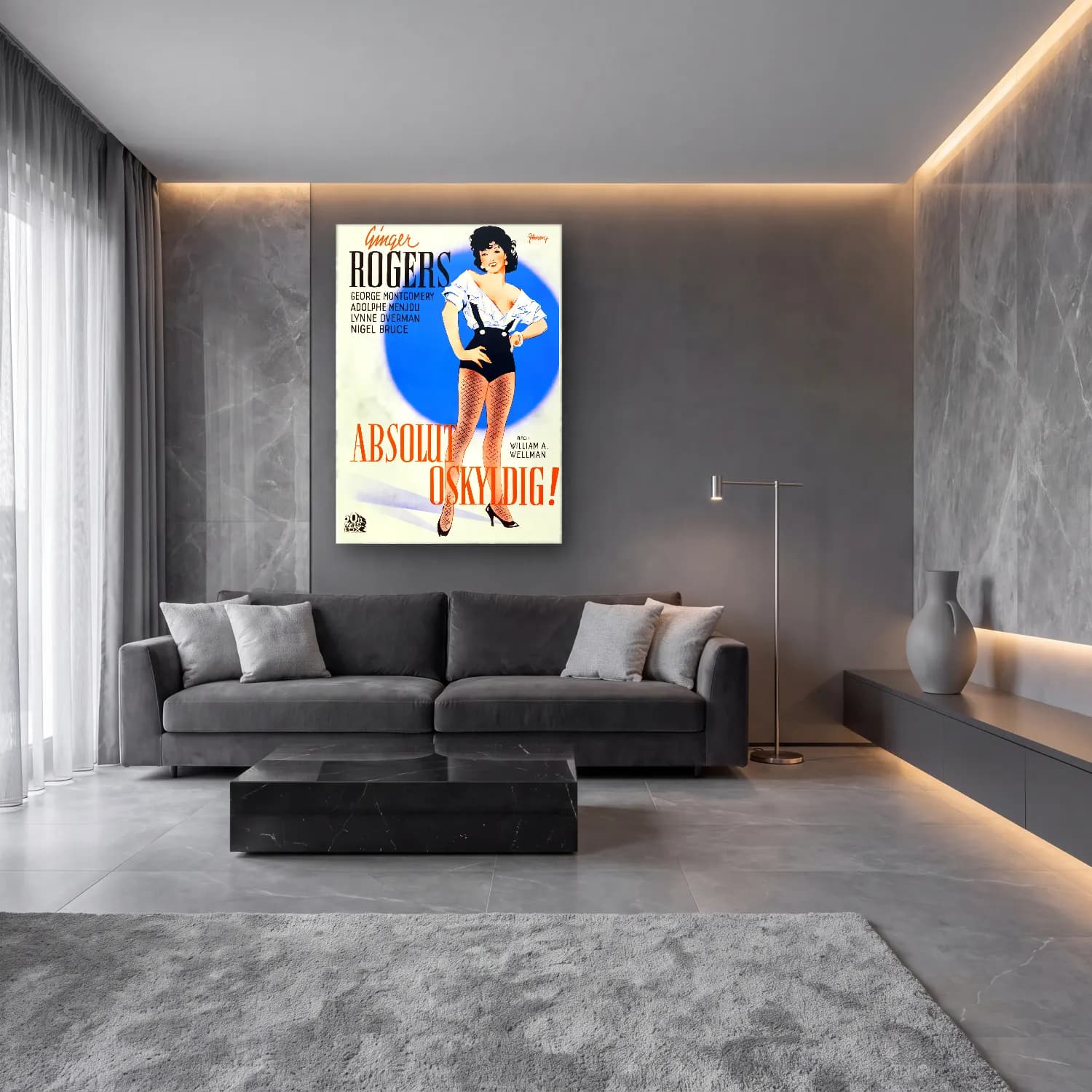 Vintage Poster Moda İllüstrasyonu No. 10 cam tablo — lüks salon duvarında
