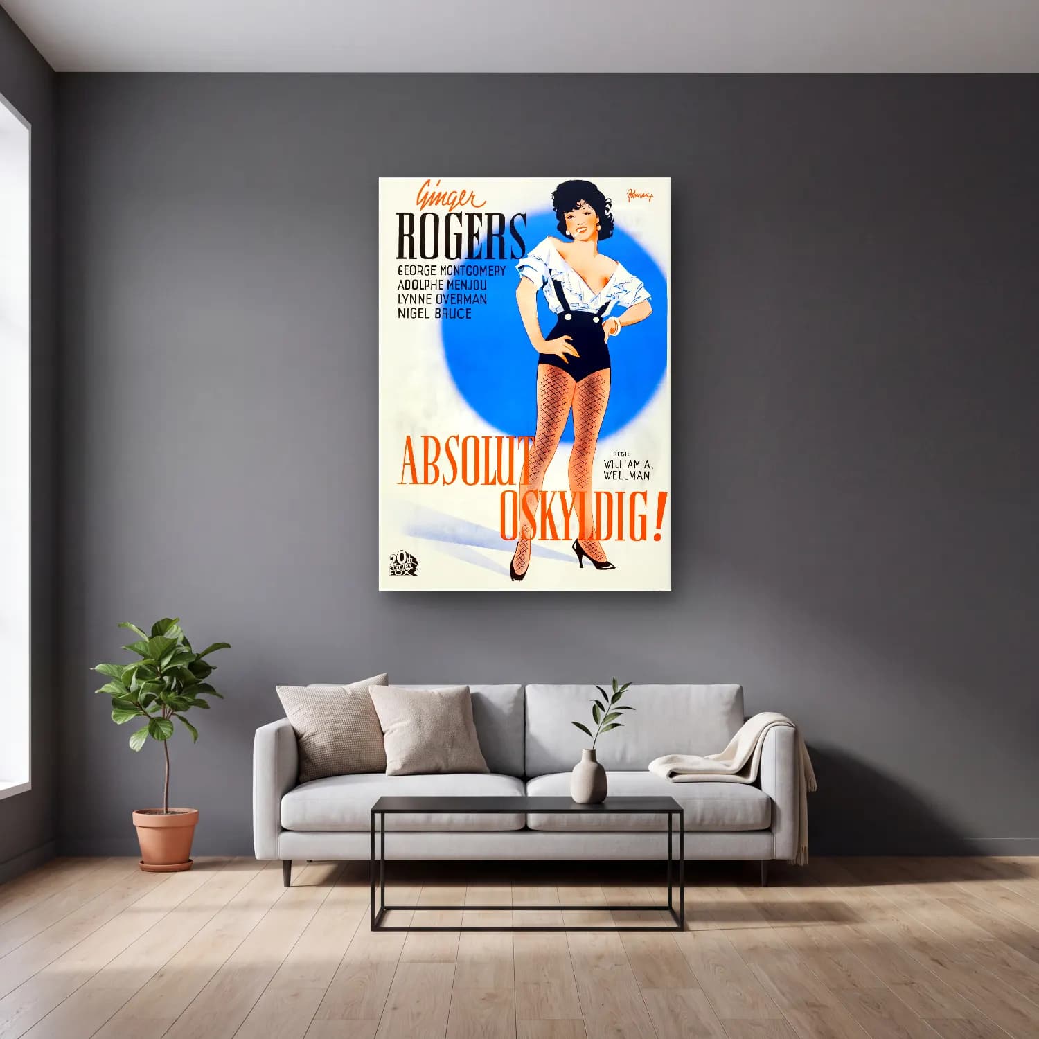 Vintage Poster Moda İllüstrasyonu No. 10 cam tablo — gri duvarlı salonda