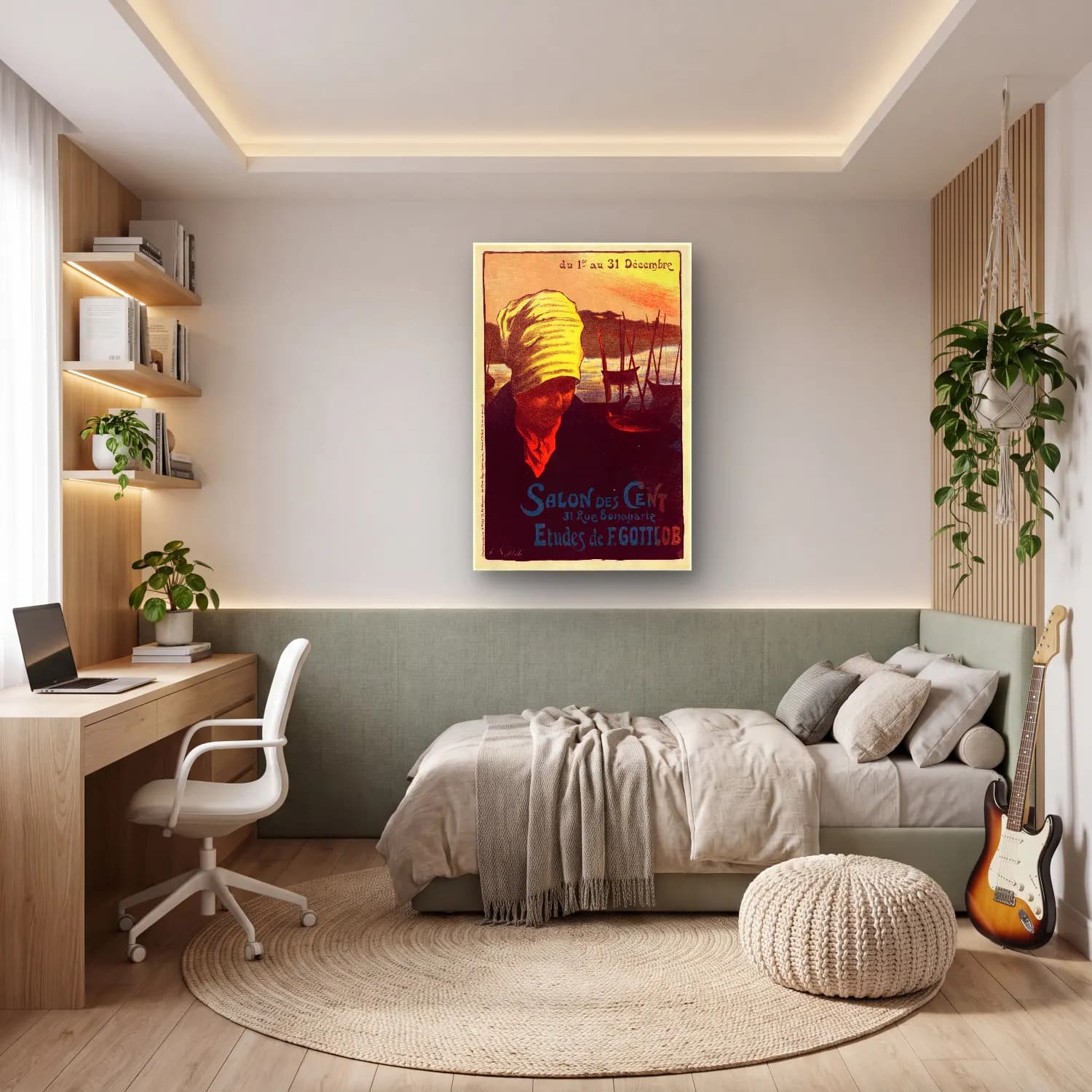 Vintage Poster Şapkalı Kadın No. 28 cam tablo — genç odasında