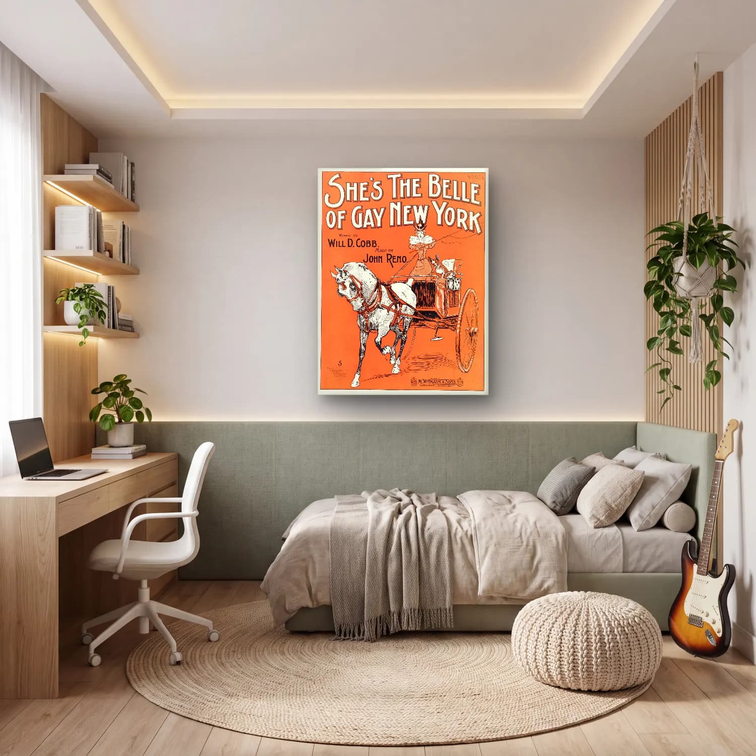 Vintage Poster Atlı No. 11 cam tablo — genç odasında