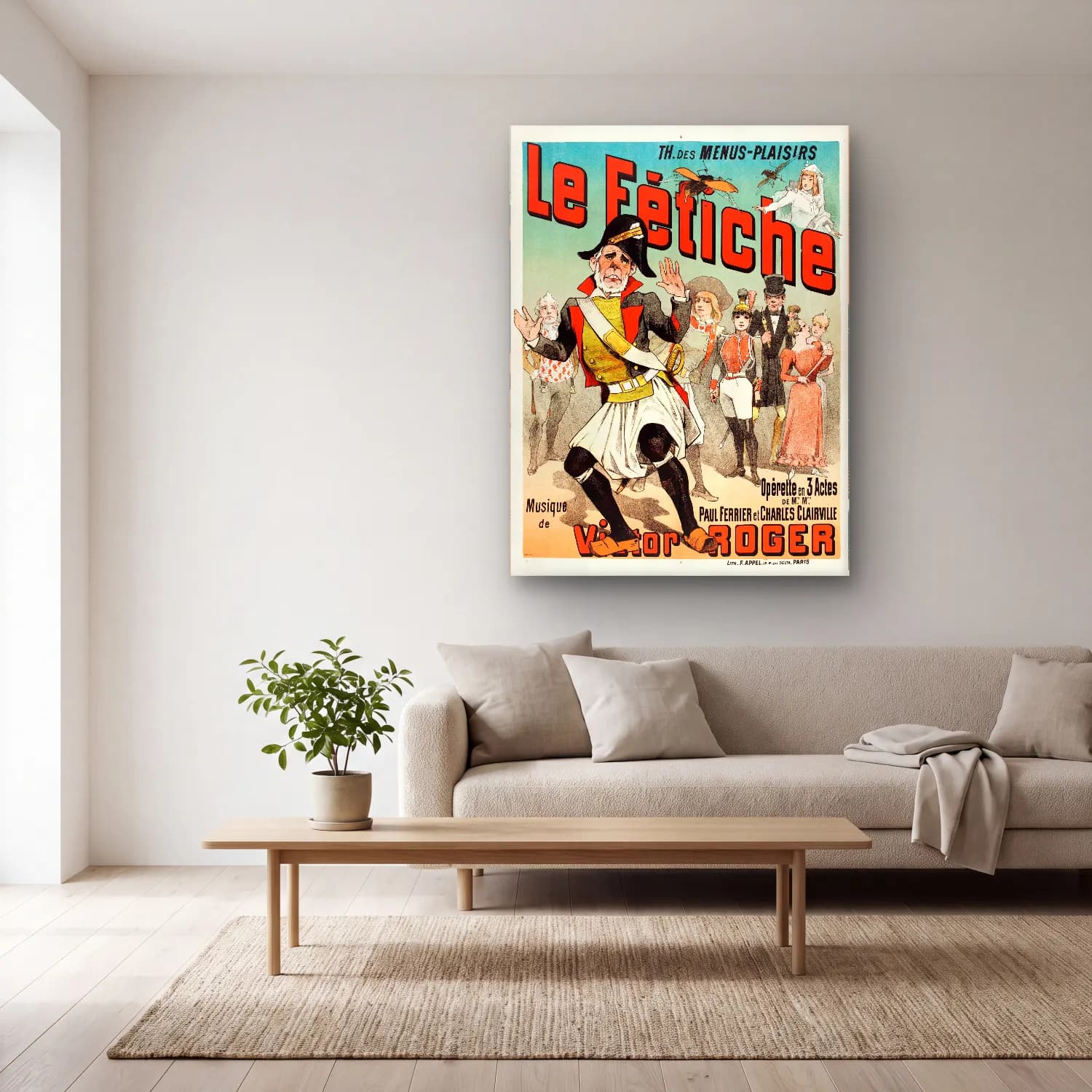 Vintage Poster Savaş Sahnesi No. 11 cam tablo — açık renk salonda